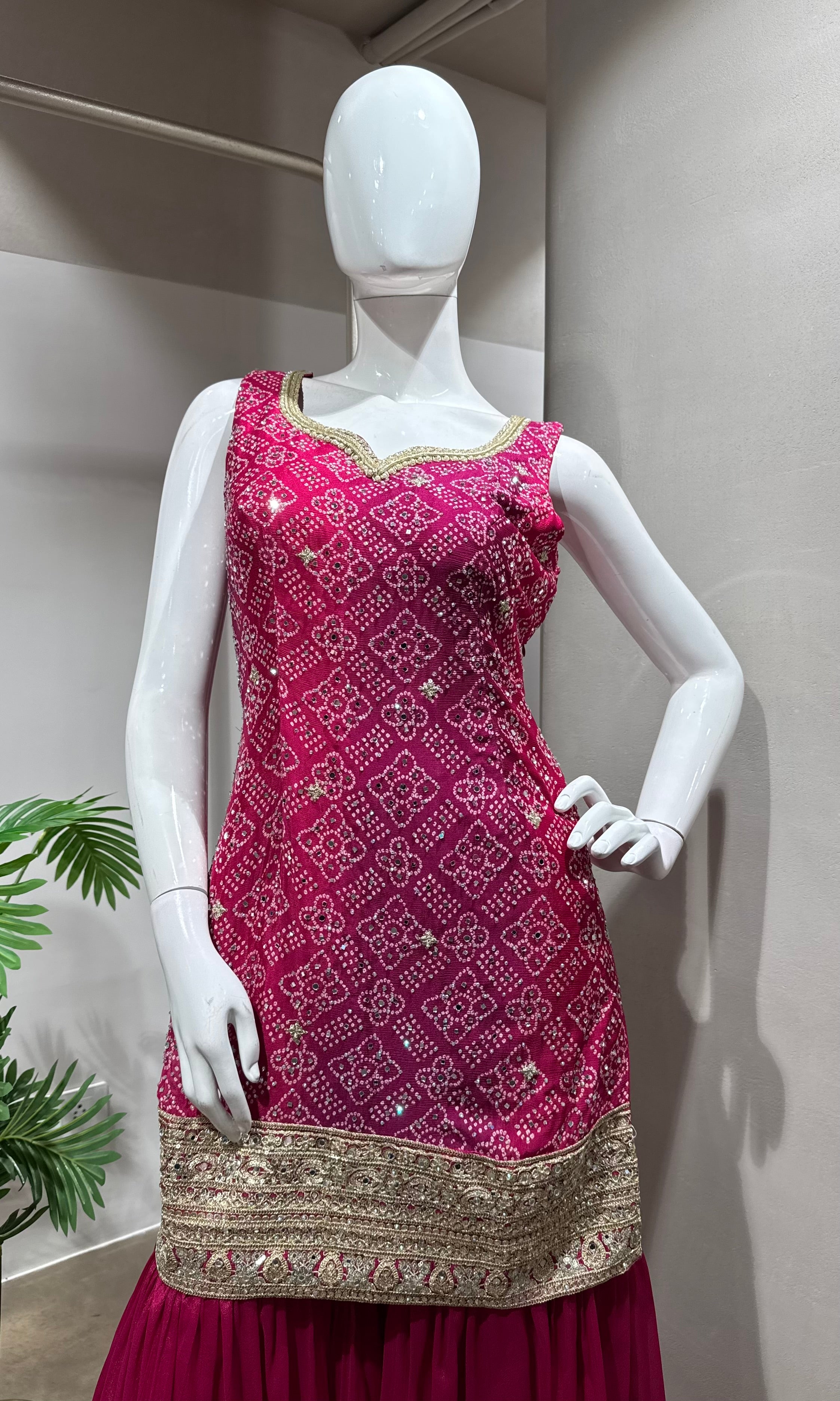 pink and gold embroidered sharara SET