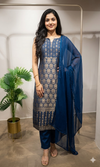 Blue golden banarasi kurta set