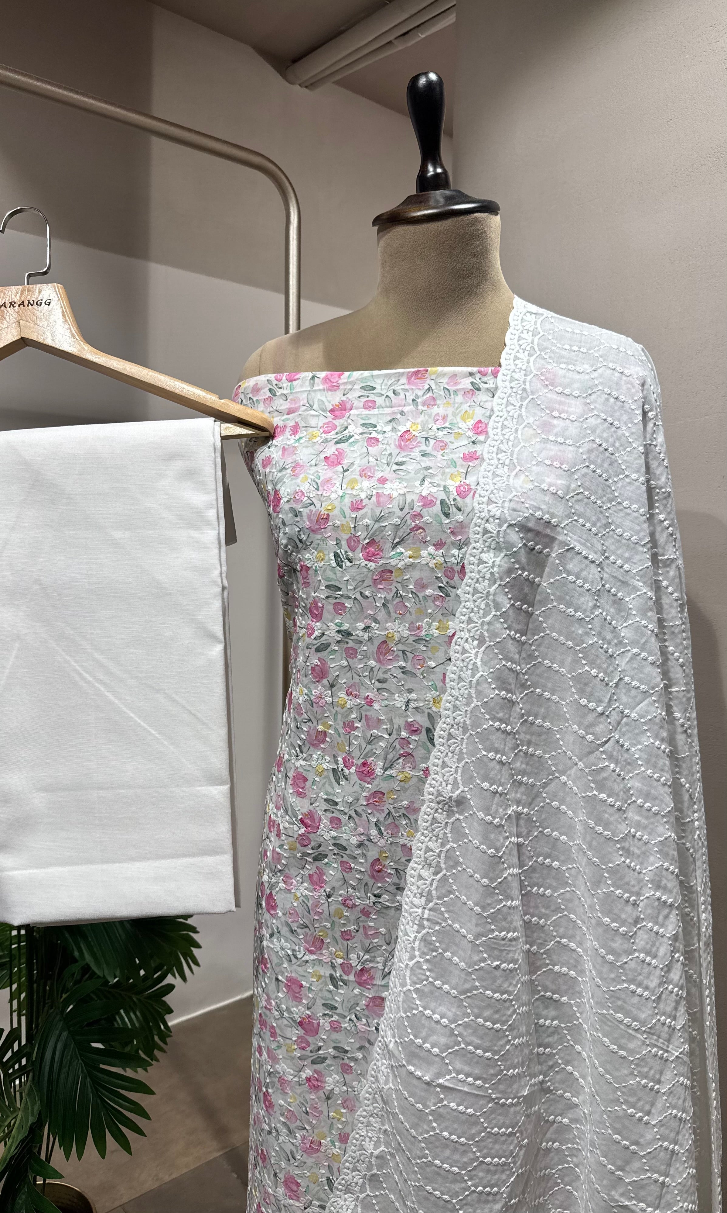 PINK Floral Embroidered DRESS MATERIAL
