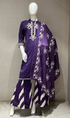 Purple floral kurta set with palazzo pants
