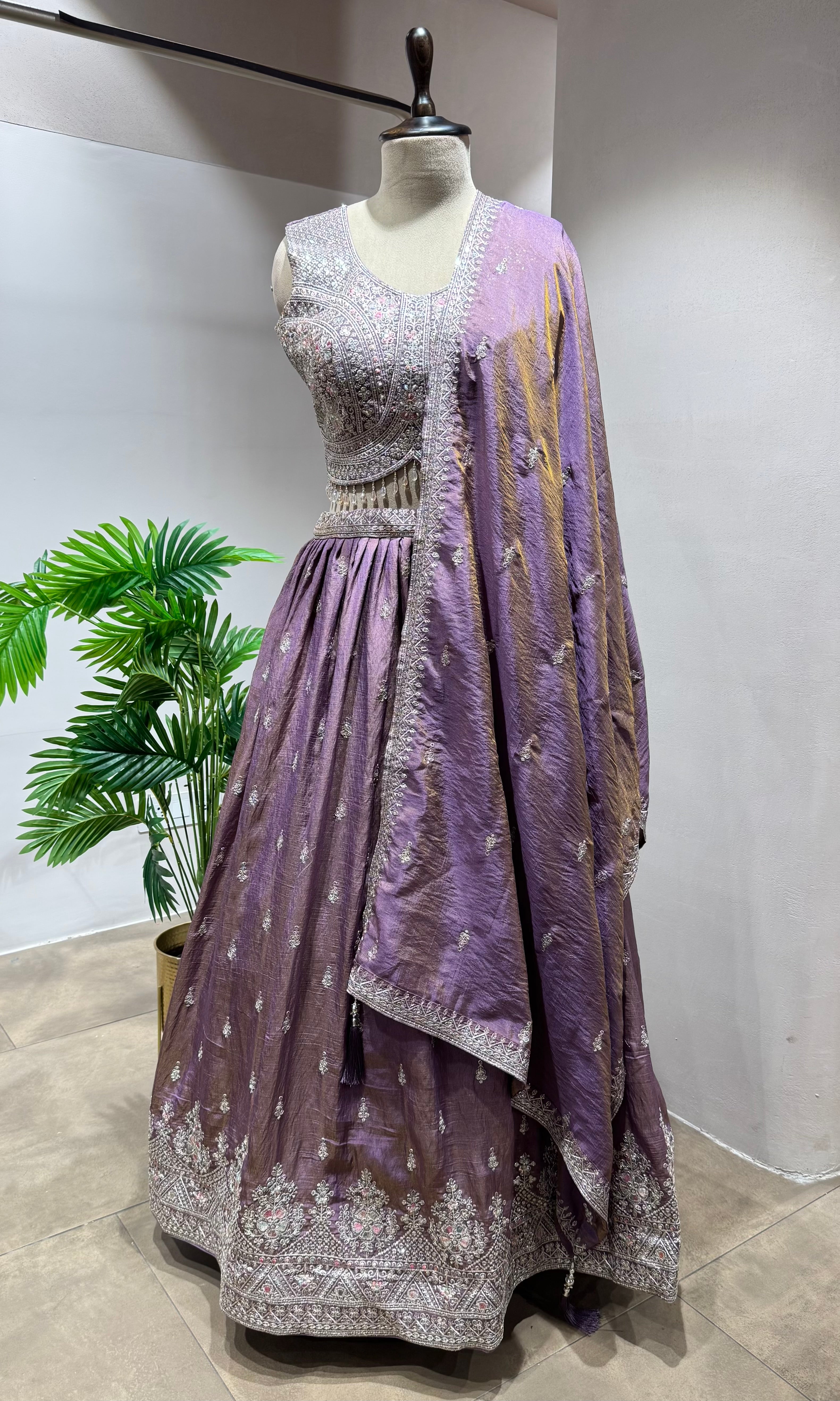 LIGHT PURPLE Lehenga with Elegant Zari Embroidery