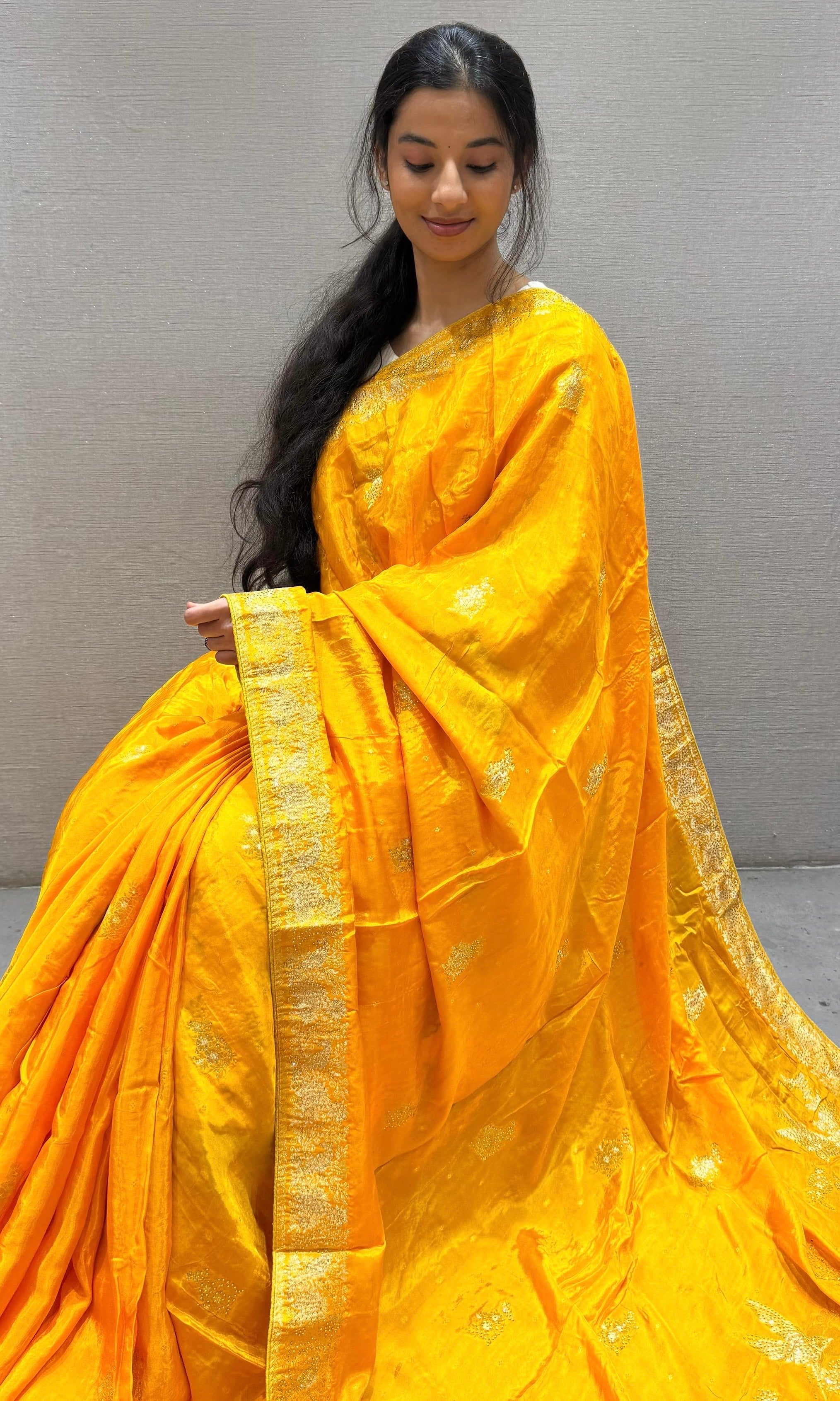 Gold Yellow Banarasi saree