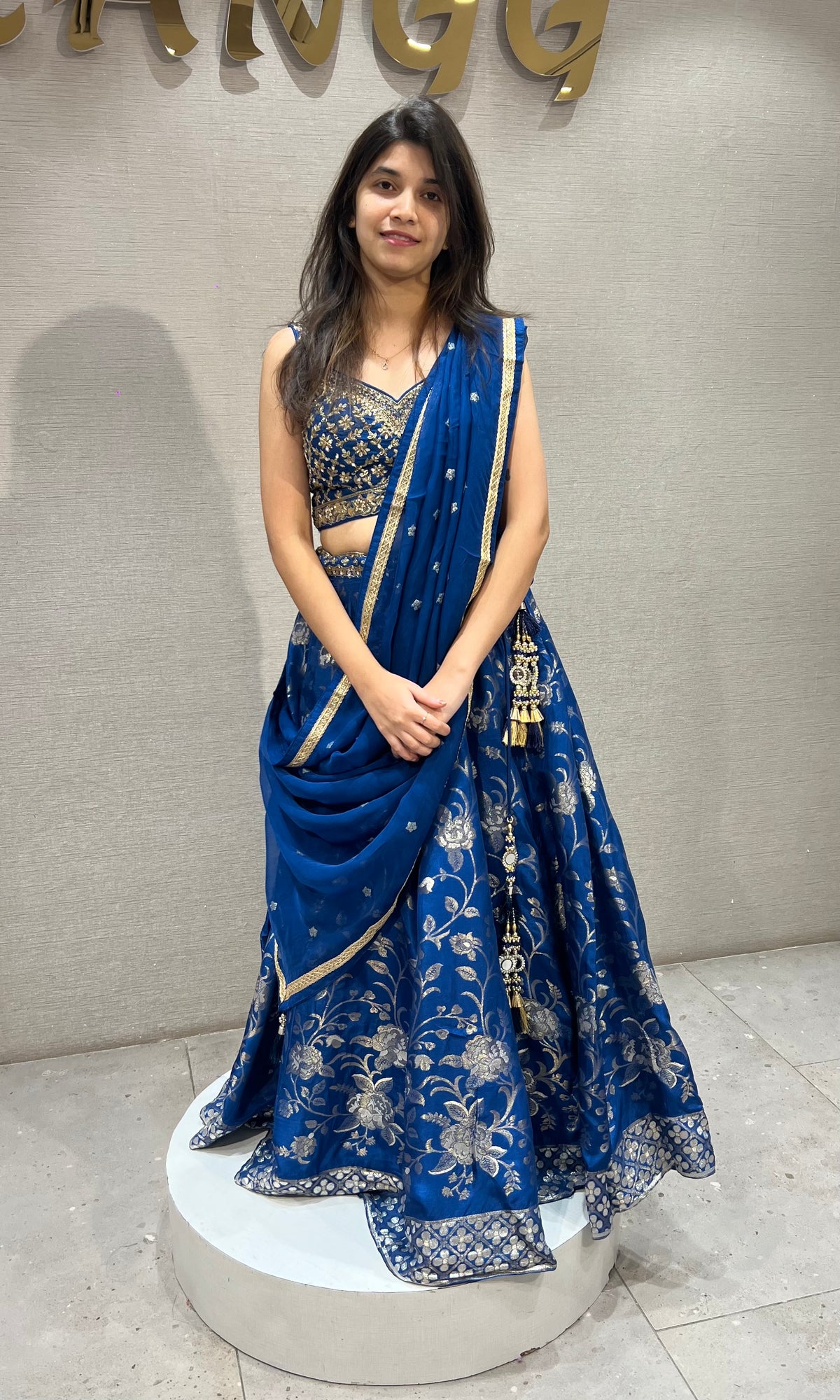 Royal Blue silk Embroidered Lehenga Choli Set