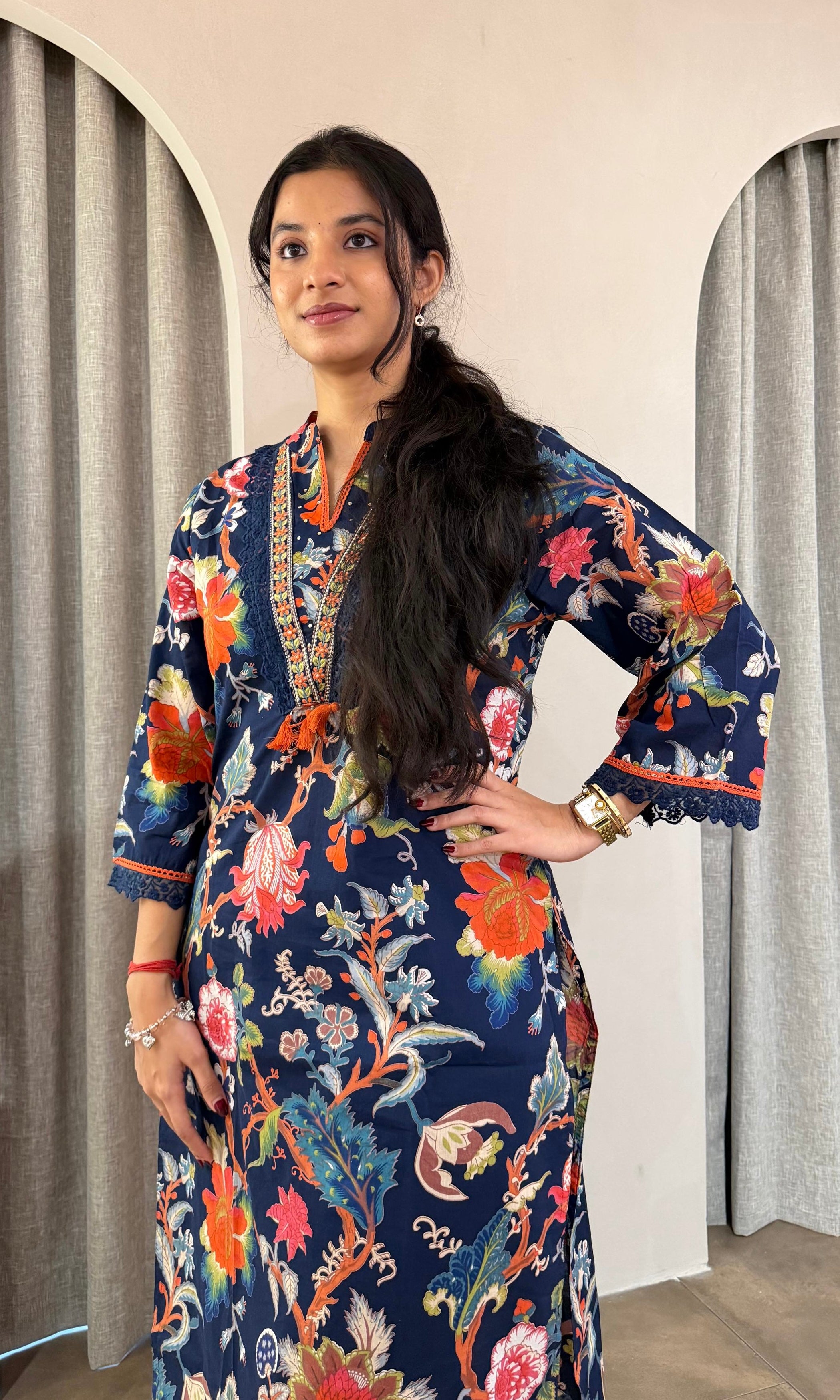 Blue FLORAL kurta set