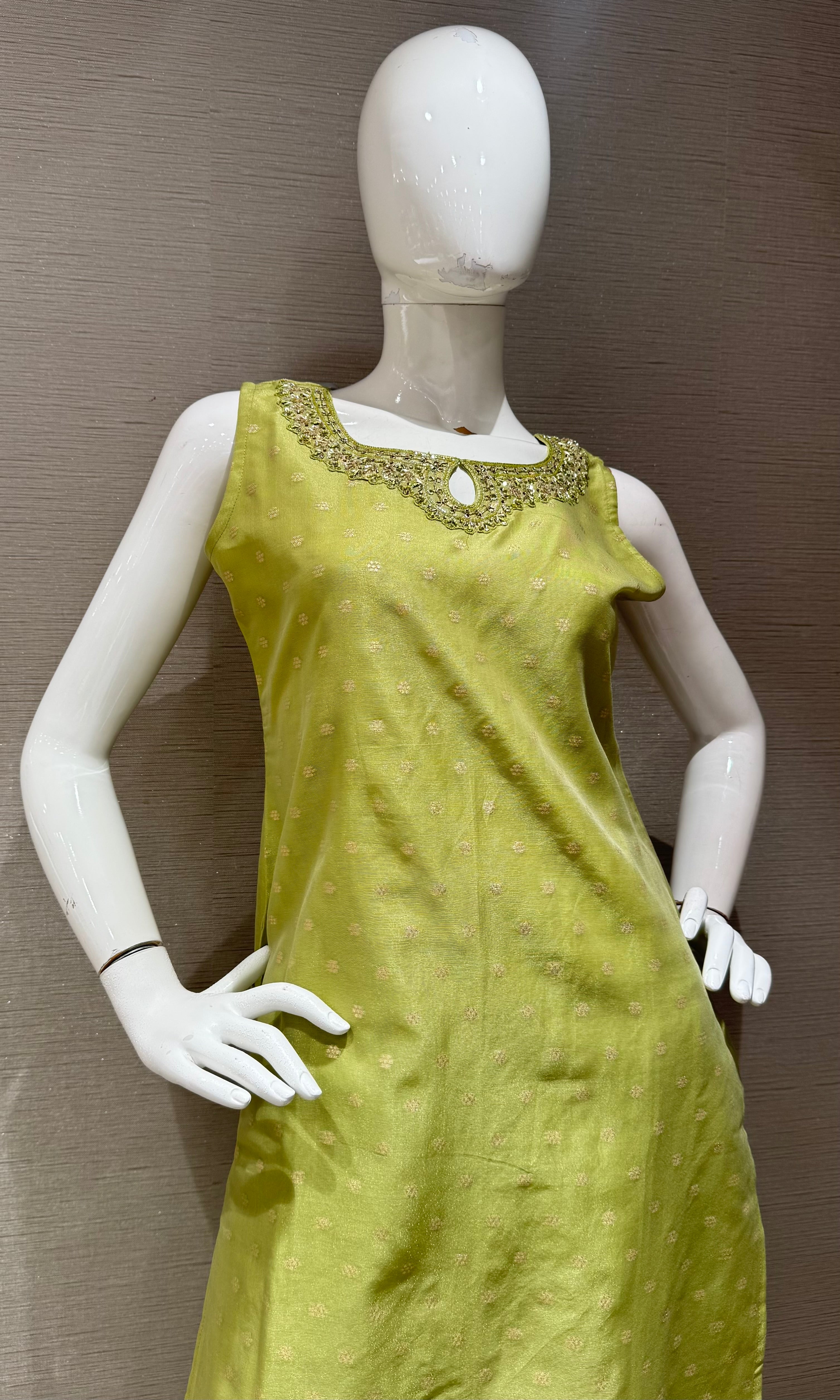 pista green Kurta Set with Sheer Dupatta