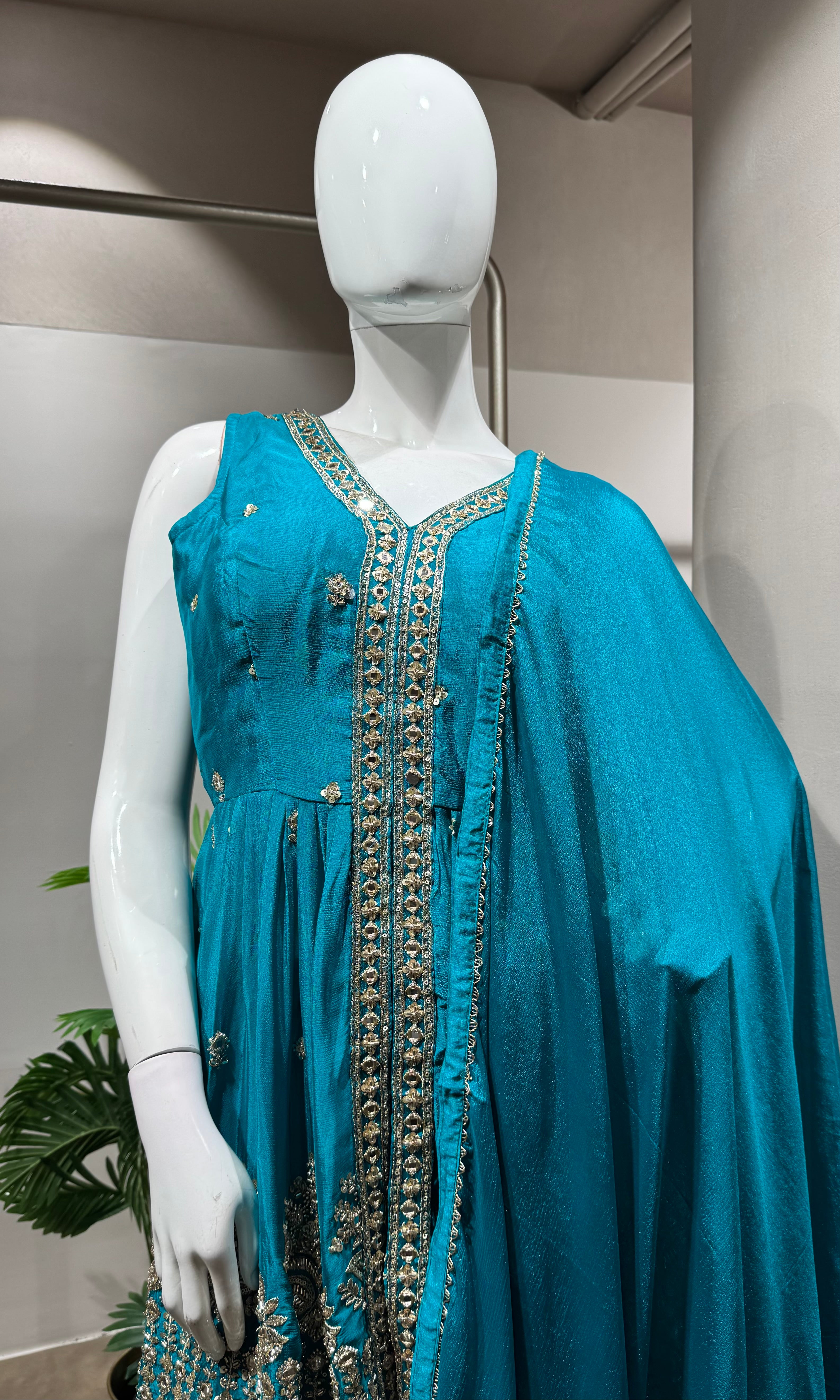 RAMA EMBROIDERED PEPLUM PALAZZO SET