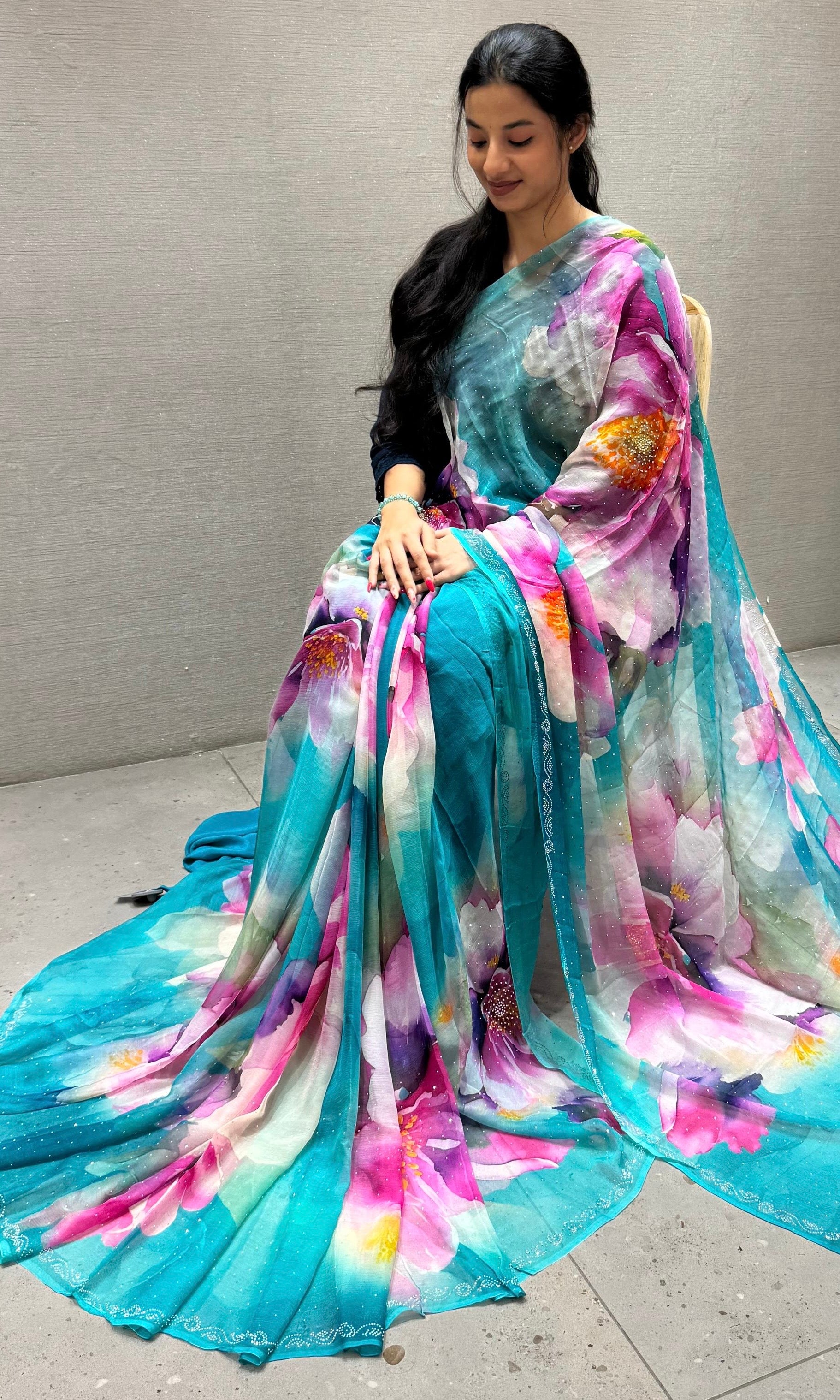 Sea green saree