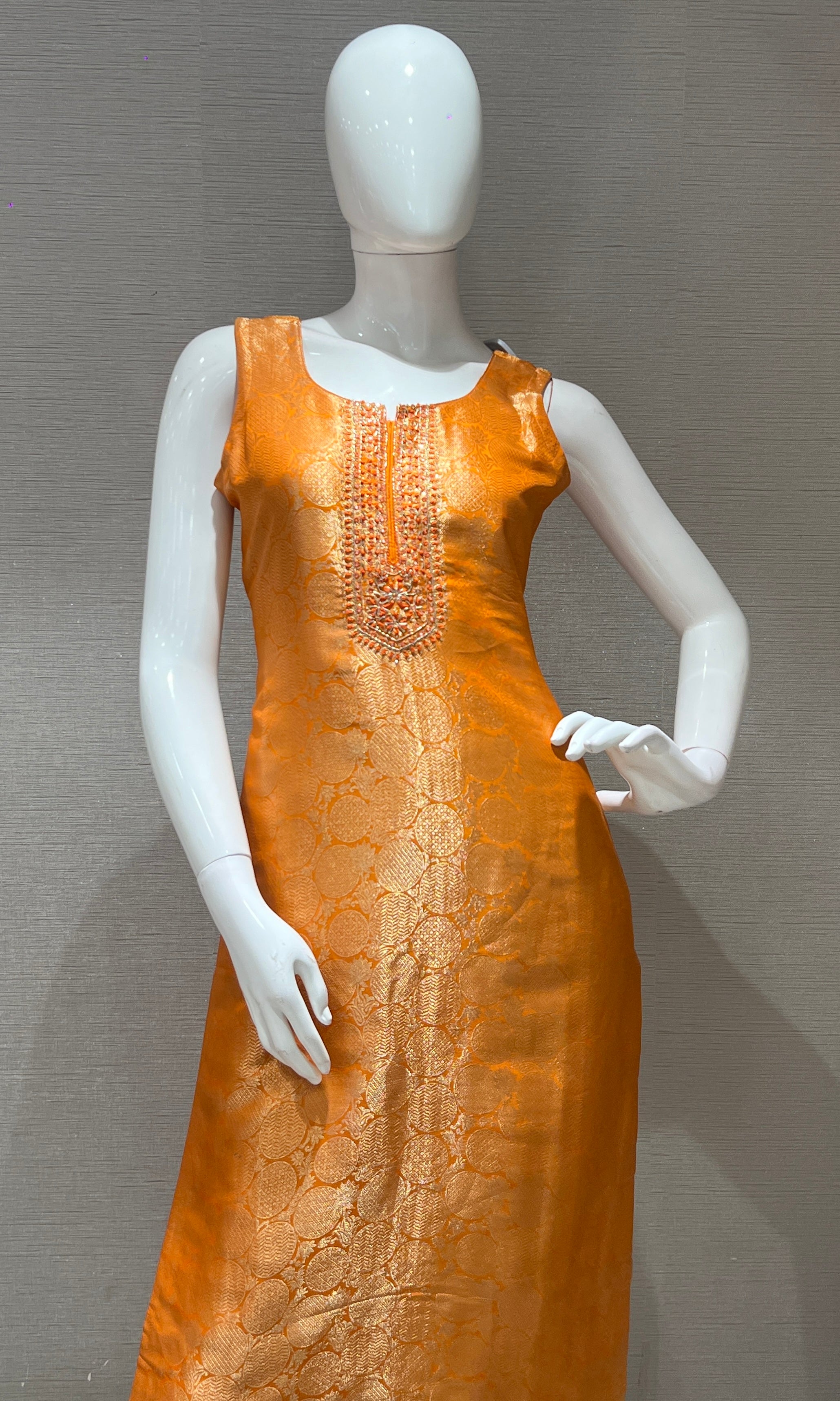 Orange and gold Embellished kurta set