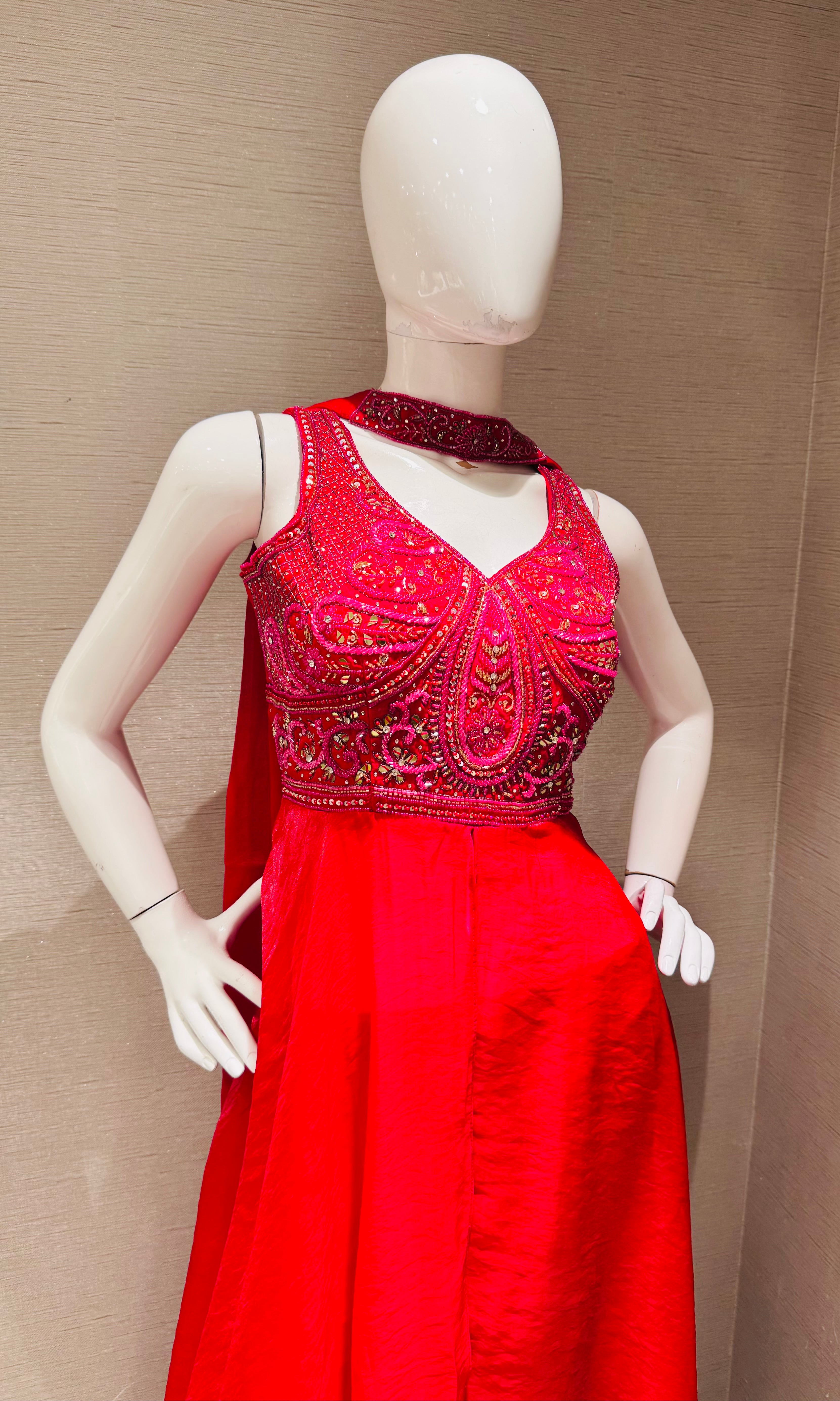 Rani Scarlet Embroidered Palazzo set