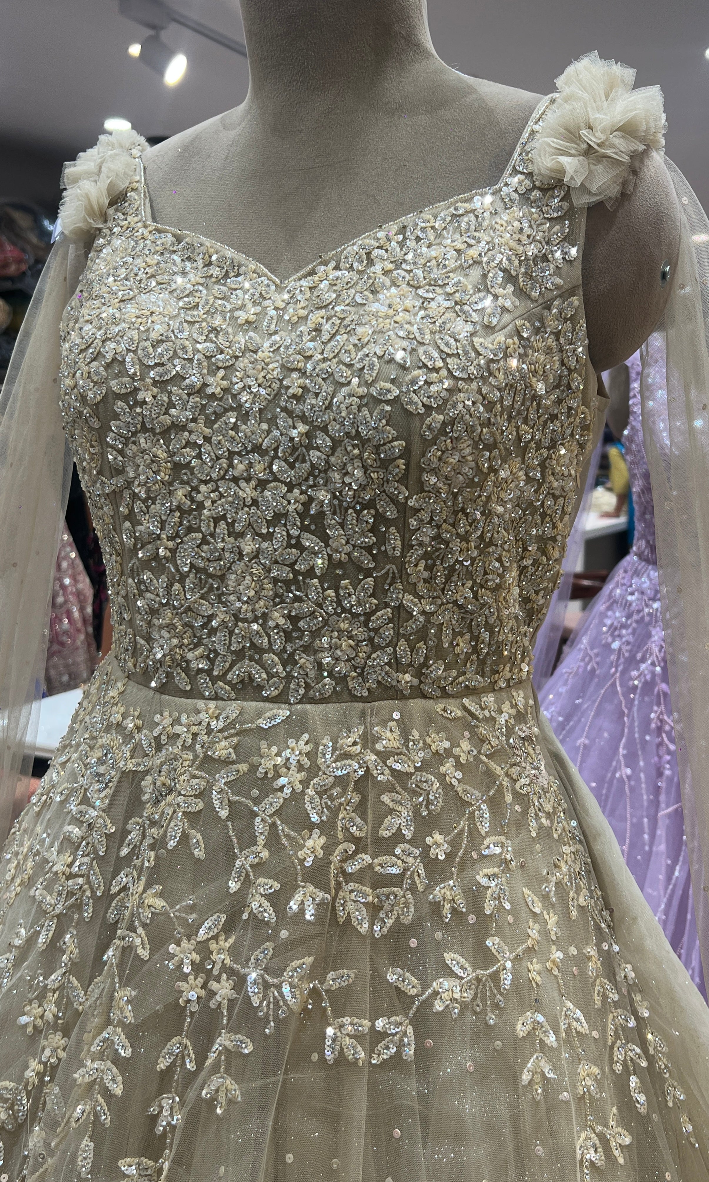 Golden Bloom Embroidered Gown