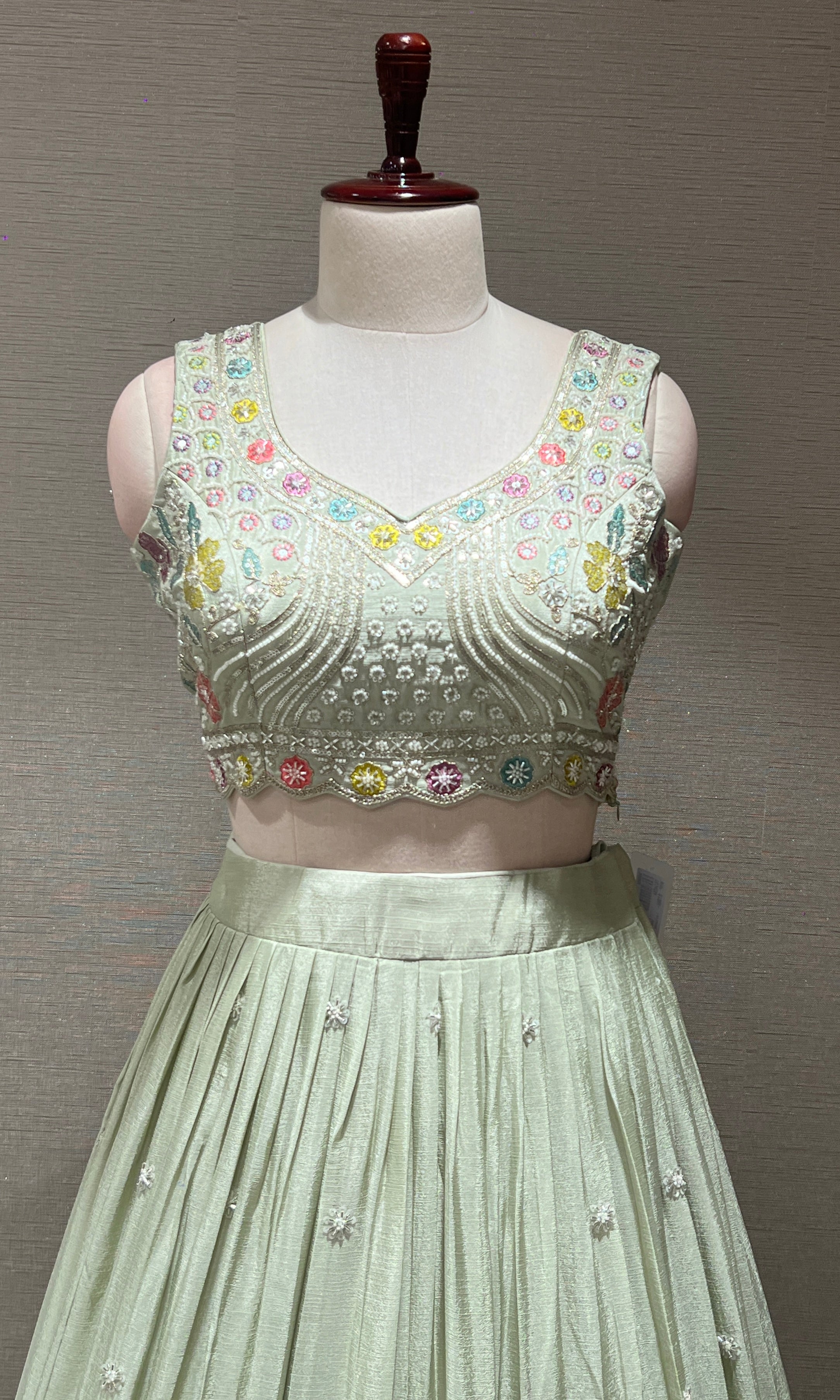 Pista green FLORAL EMBROIDERED Lehenga