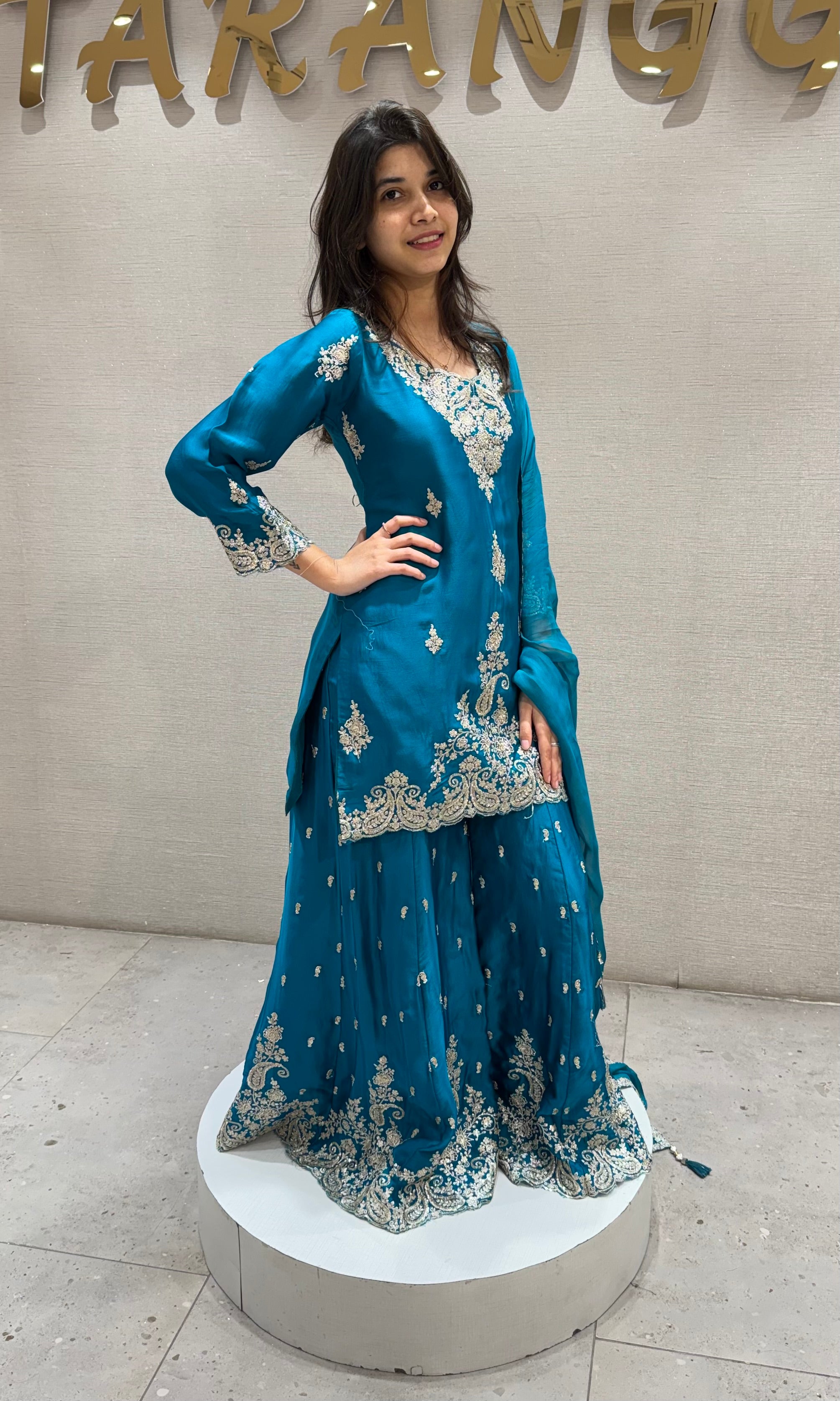 Rama Designer Embroidery Sharara set
