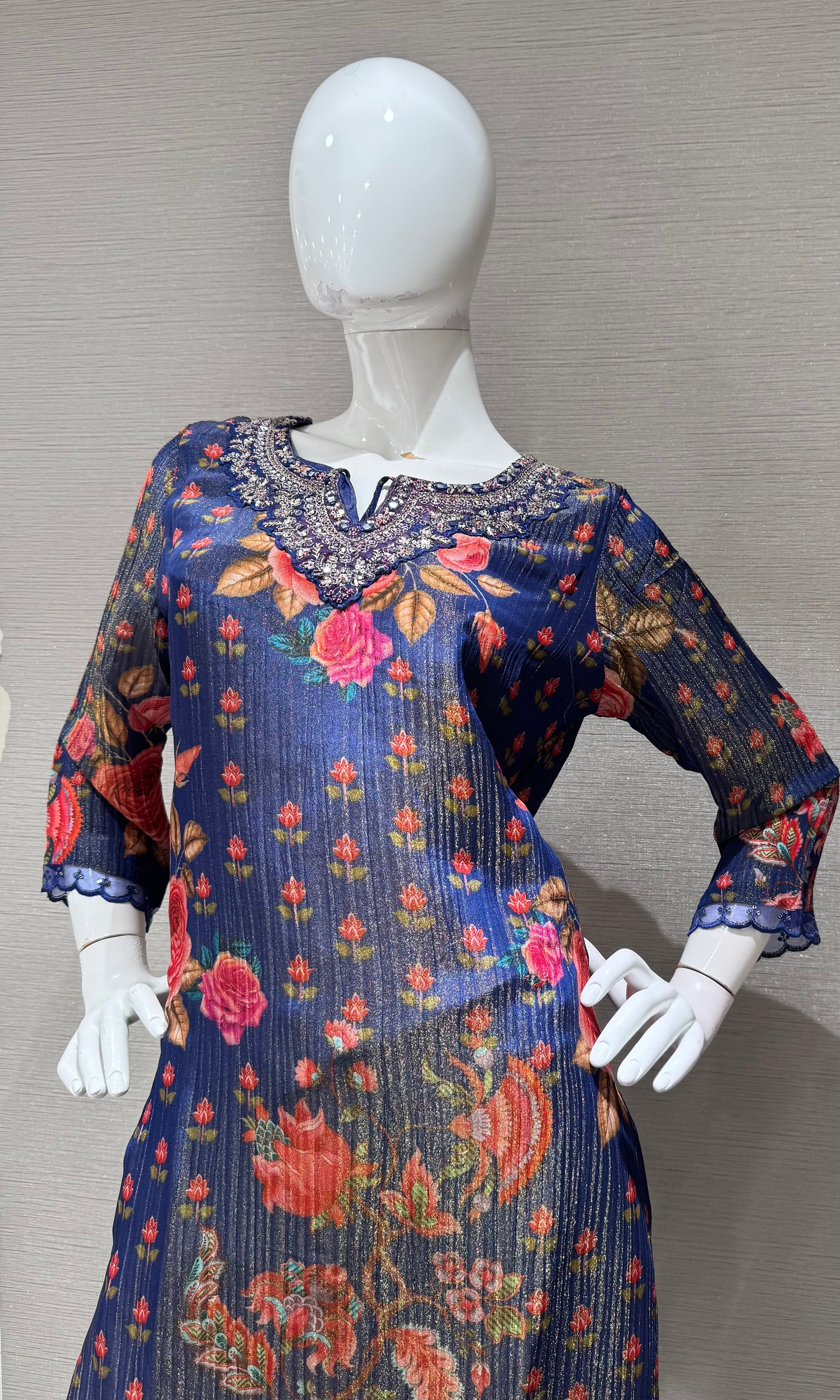 Purple Floral printed kurta set