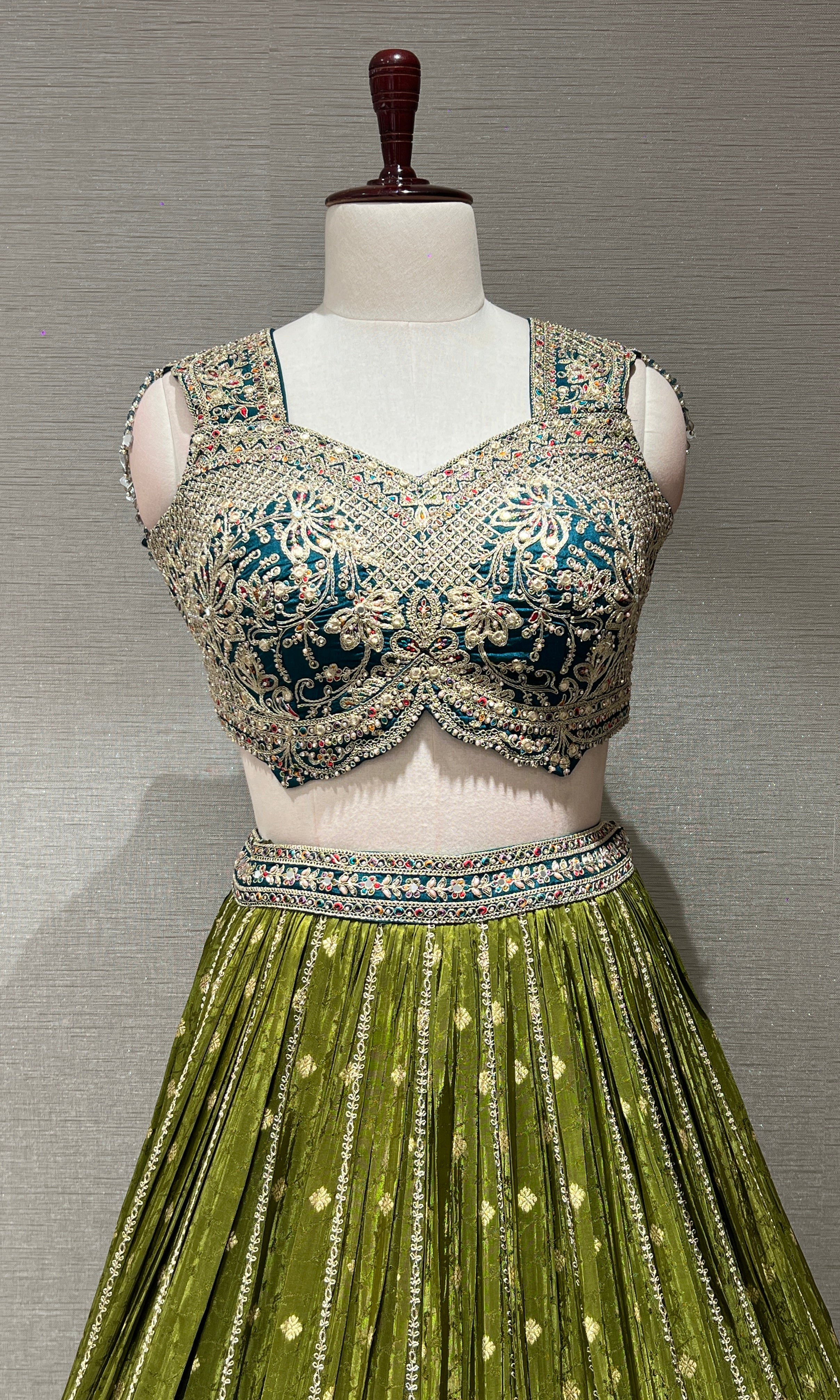 BLUE MULTI GOLDEN EMBROIDERED LEHENGA