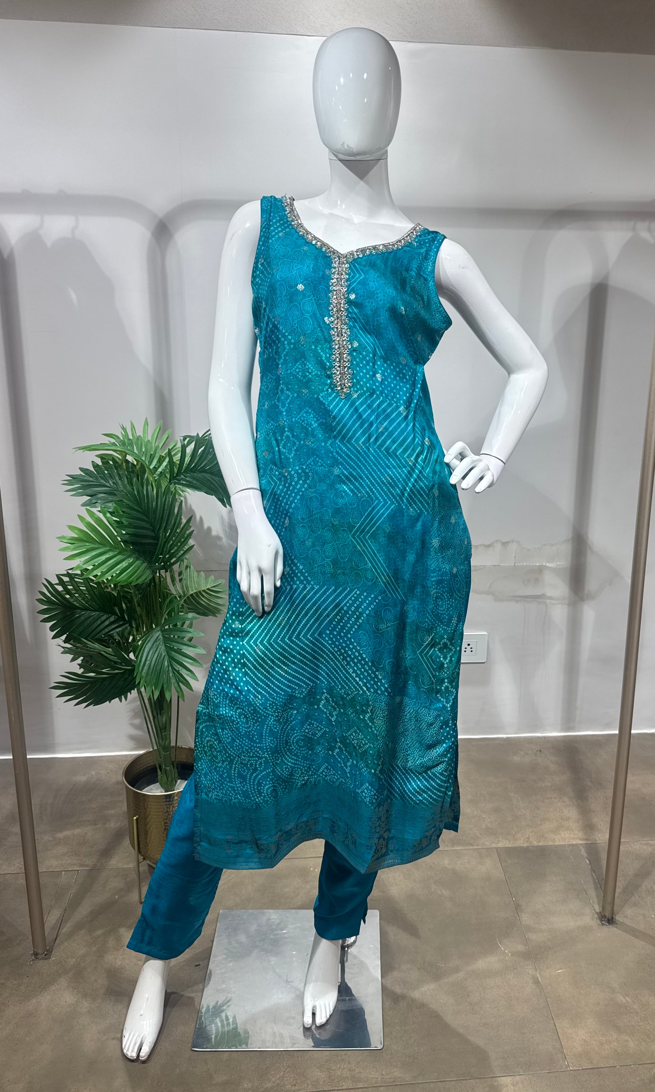 RAMA Bandhani print silk kurta set