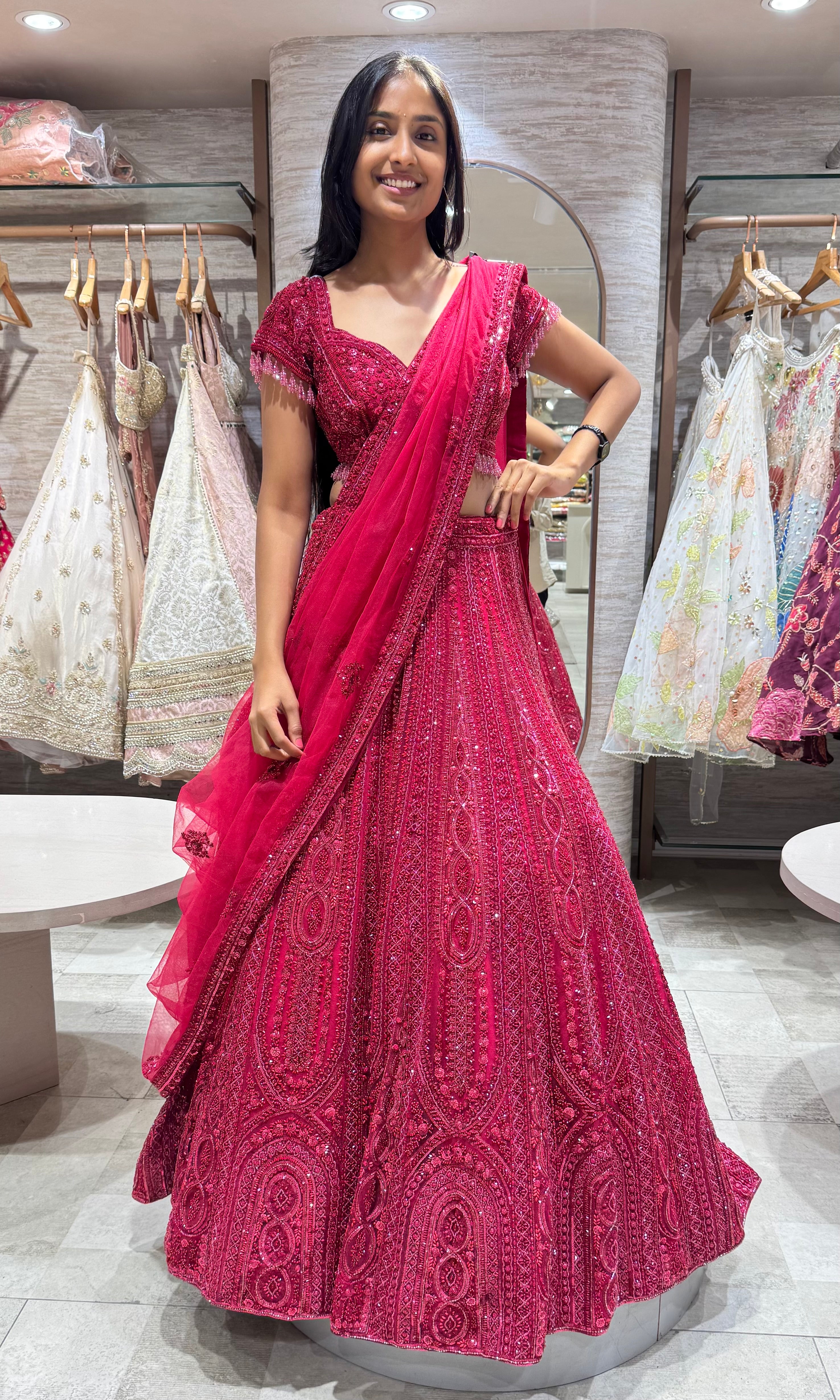CHERRY EMBELLISHED LEHENGA