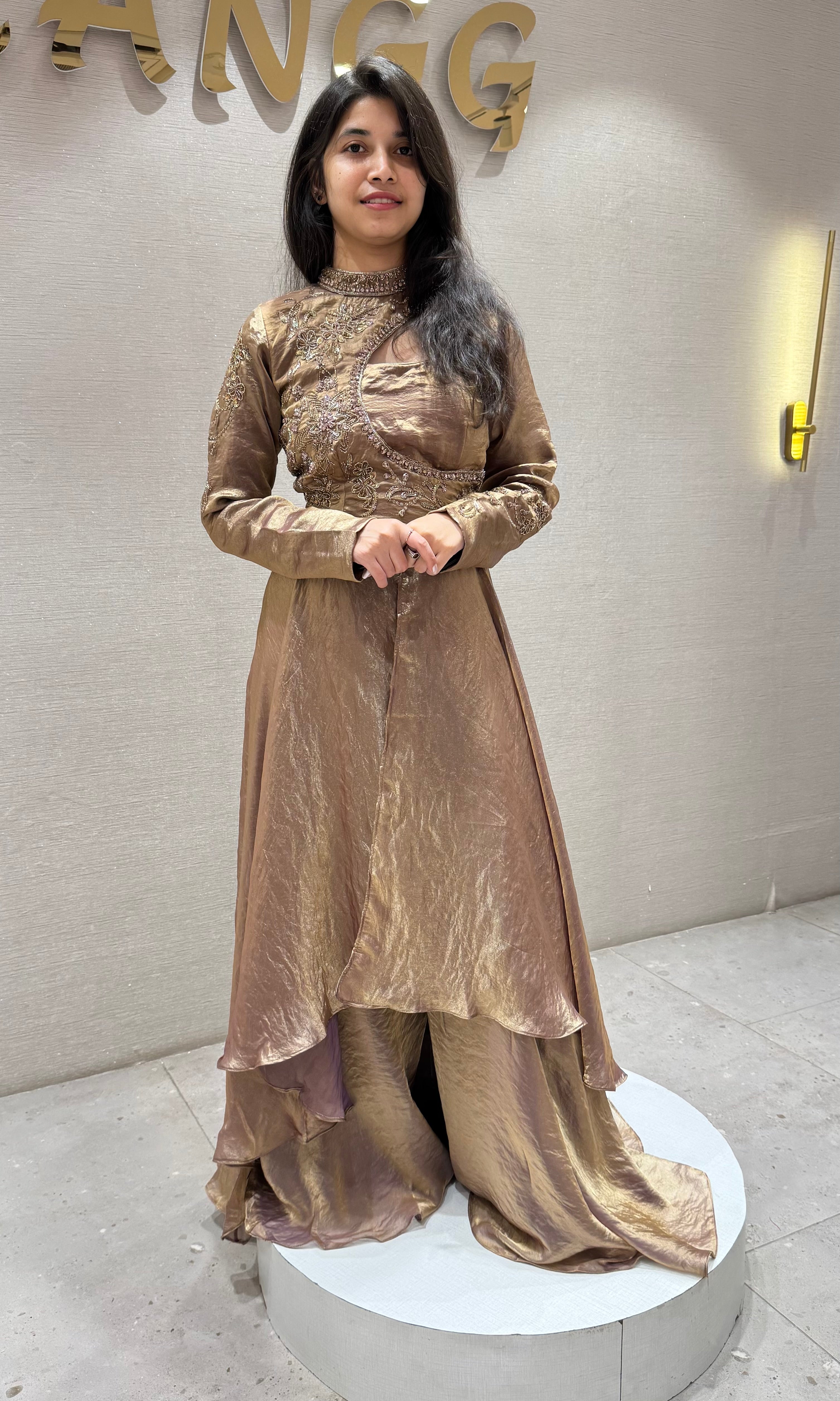 Gold EMBROIDERED ANARKALI SET