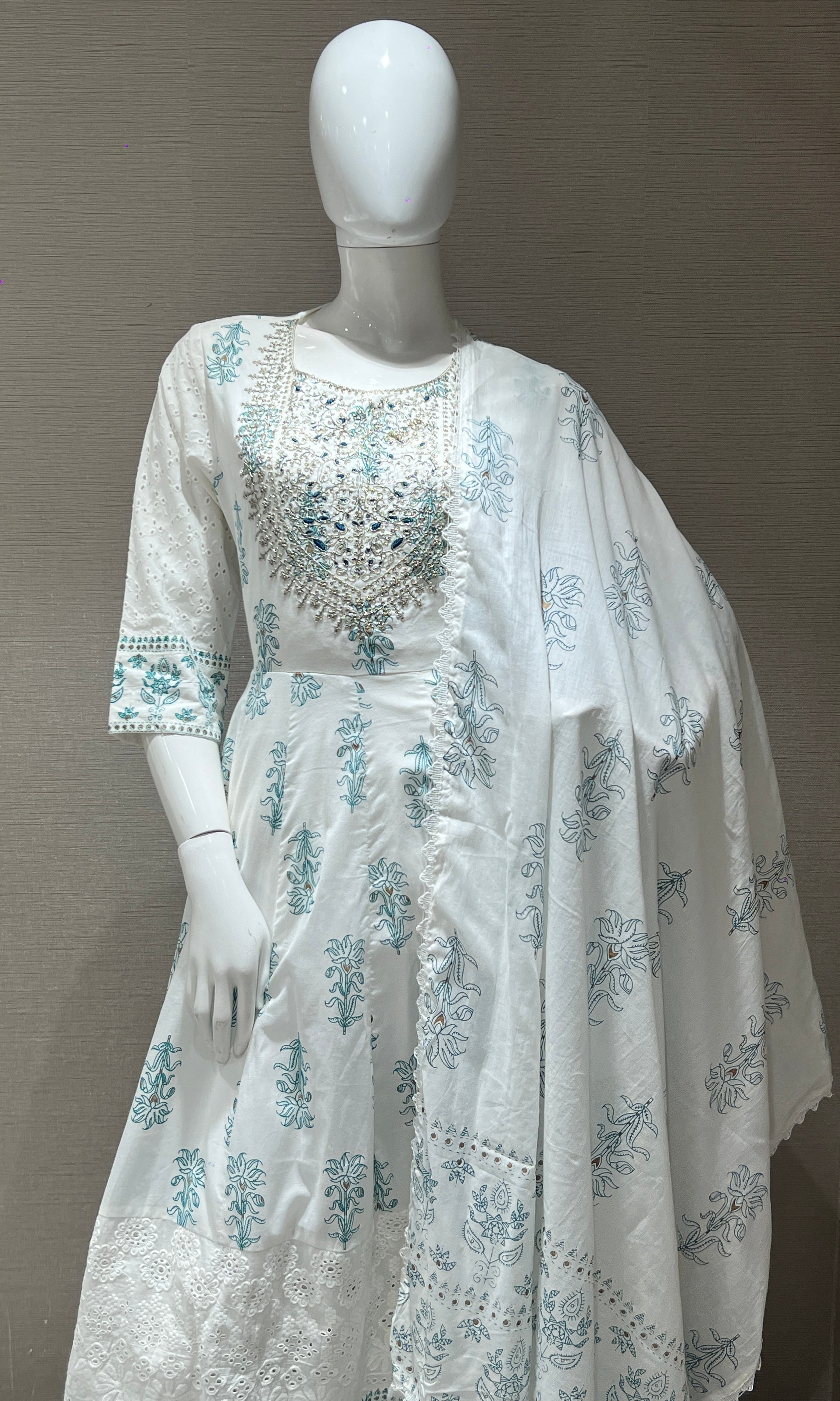 White Anarkali