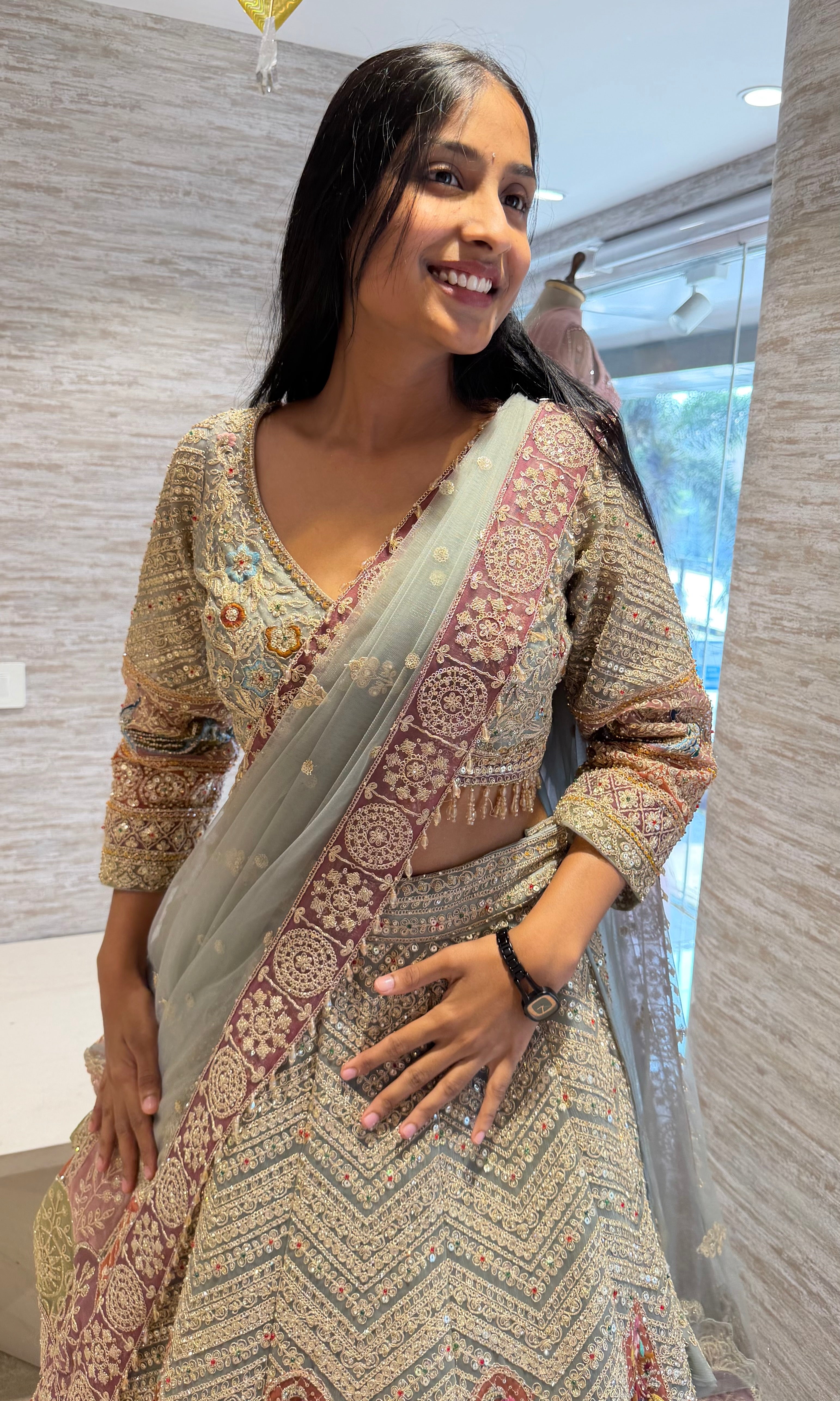 Pista green Gold Heavy Embroidered lehenga