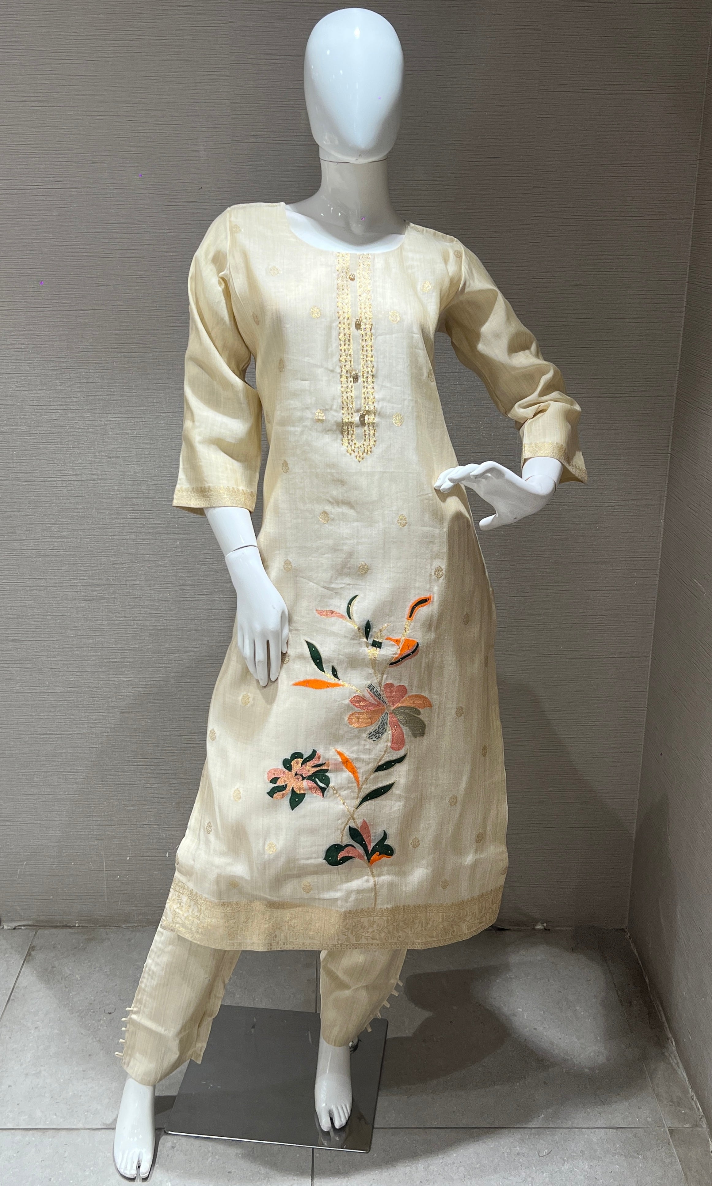 Cream kurta set