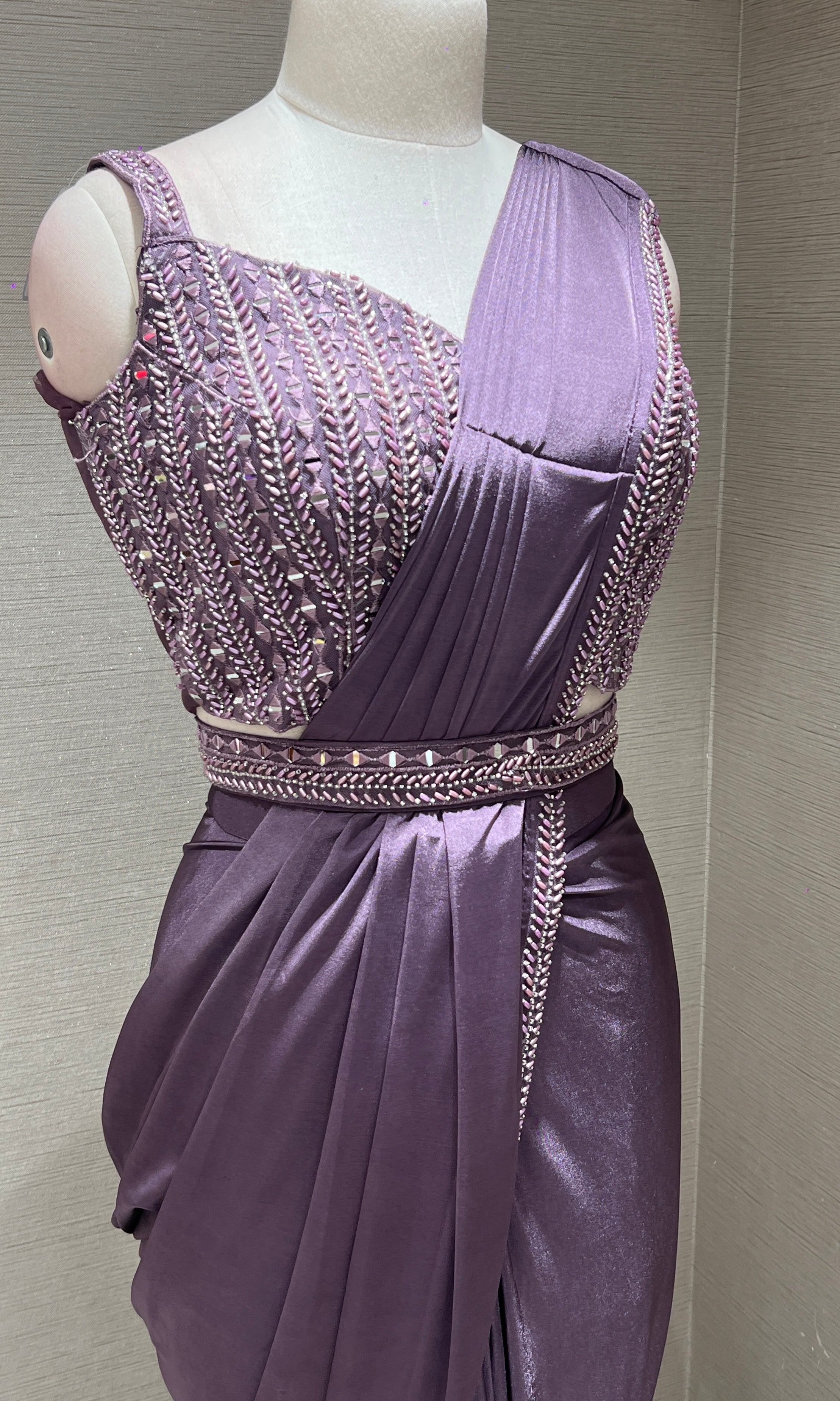 Purple one minute drape saree