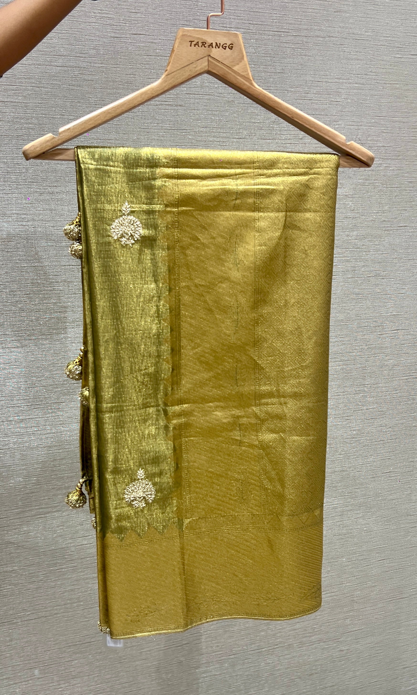 Green saree with ready blouse
