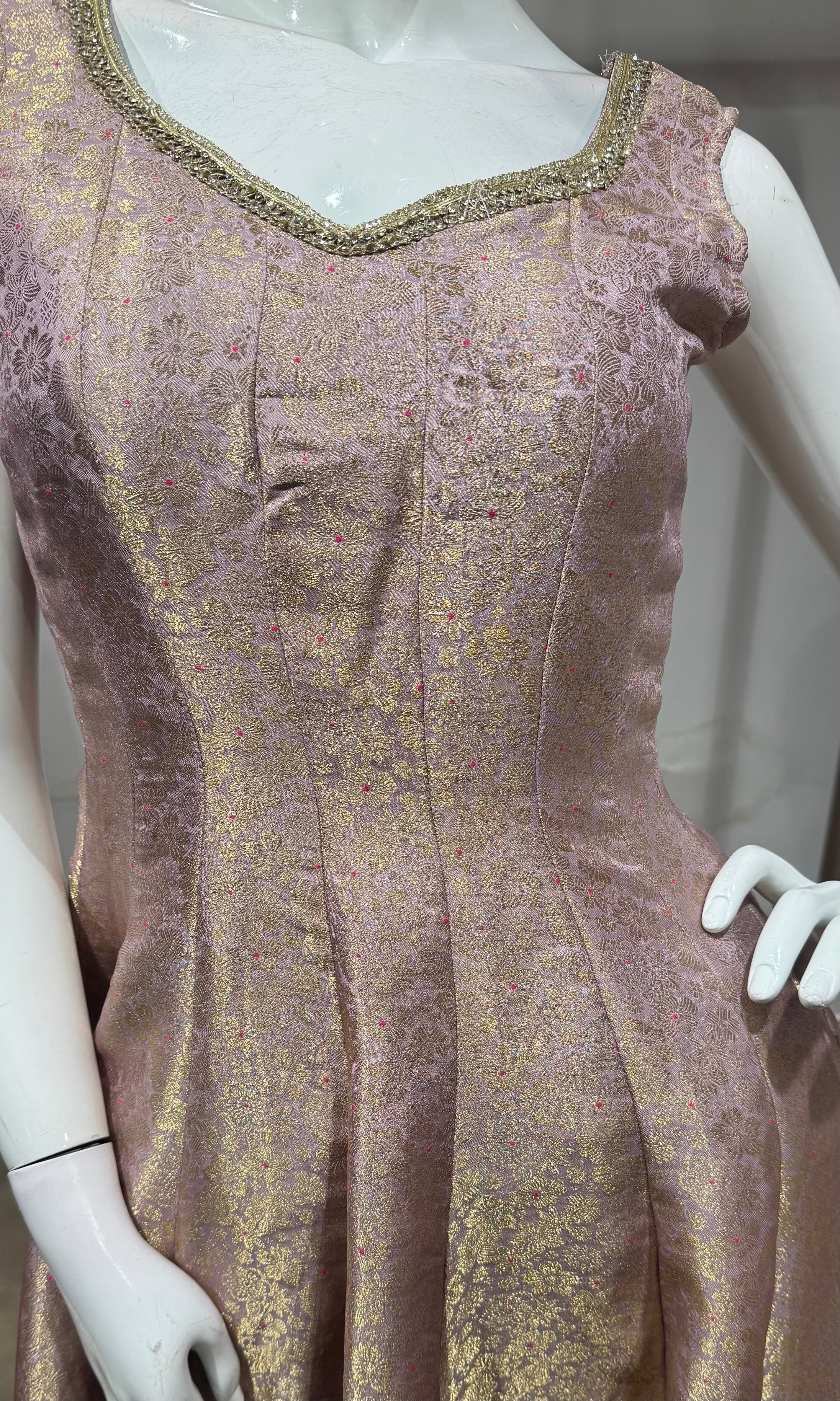 Lavender Banarasi anarkali with palazzo pants