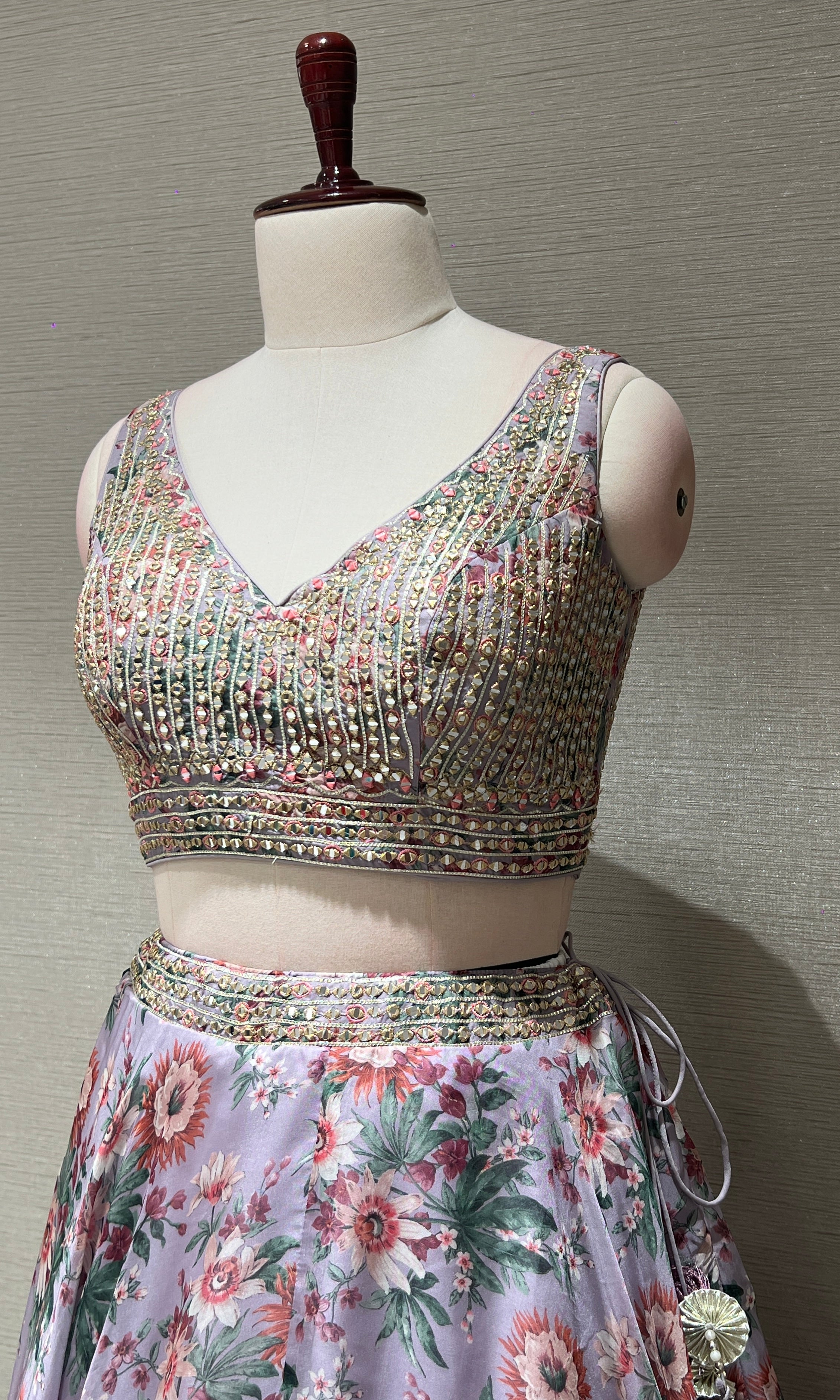 Light purple flolar embroidered Lehenga