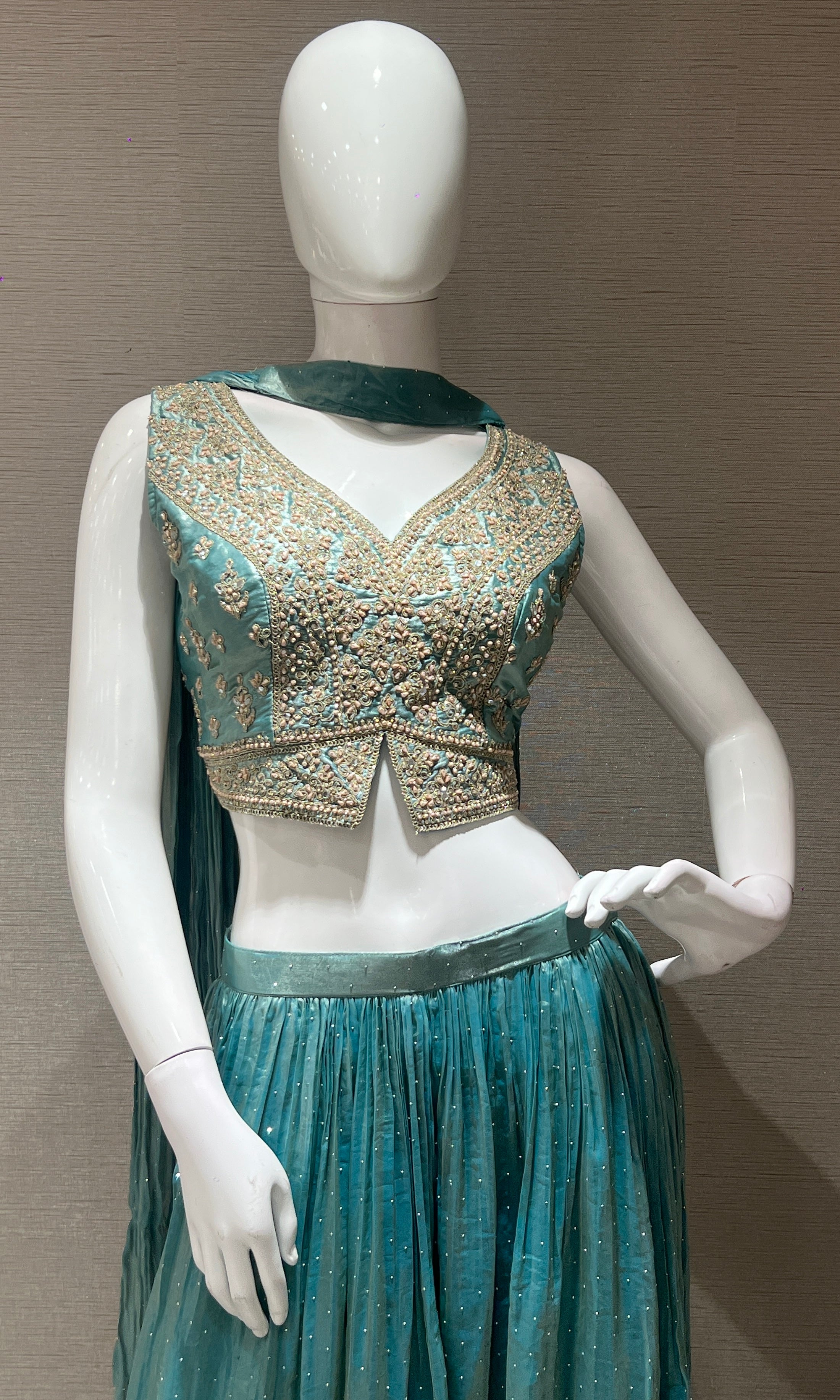 Sea blue EMBROIDERED palazzo SET