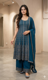 Blue ELEGANT ANARKALI WITH PALAZZO PANTS