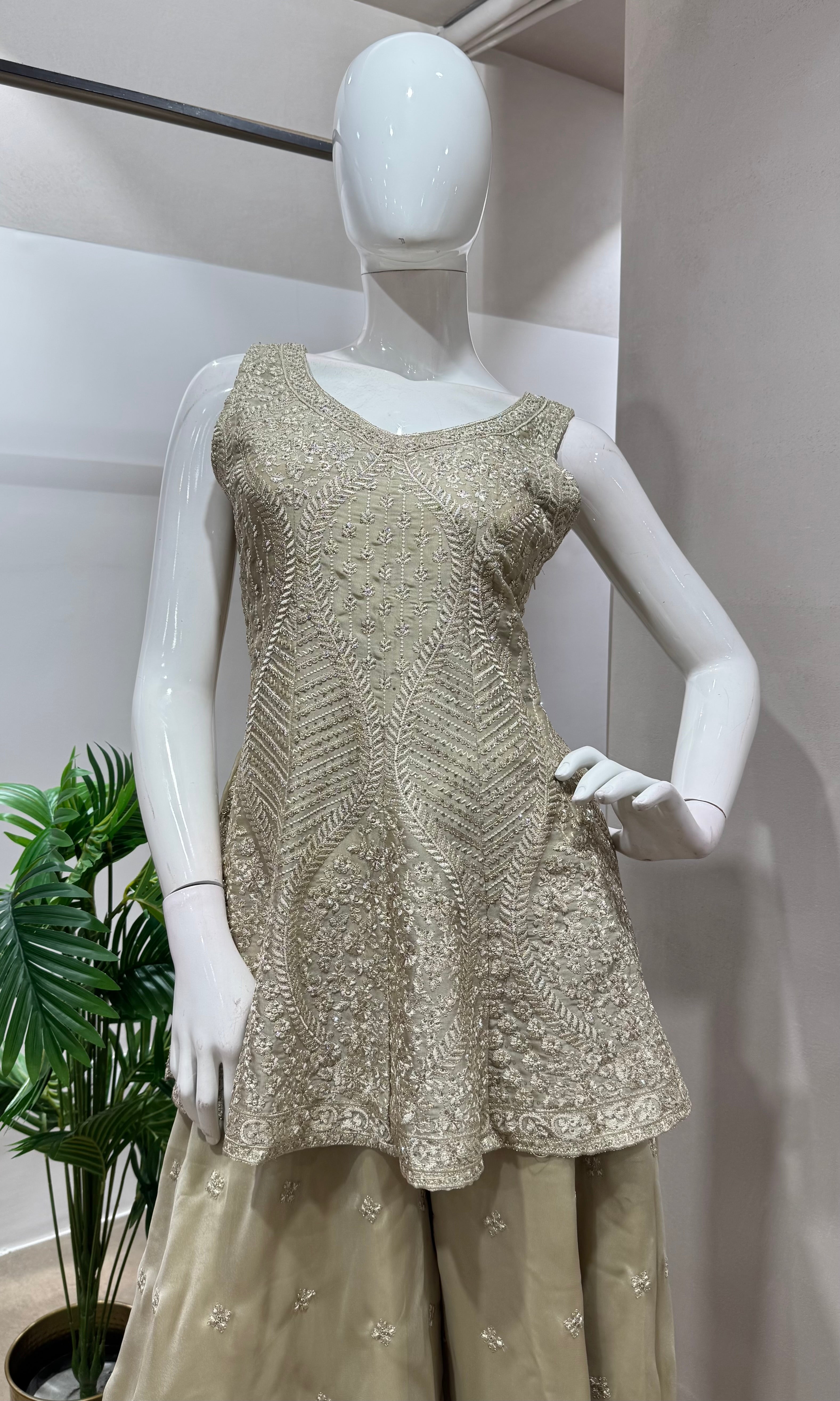 Grey ethnic palazzo set