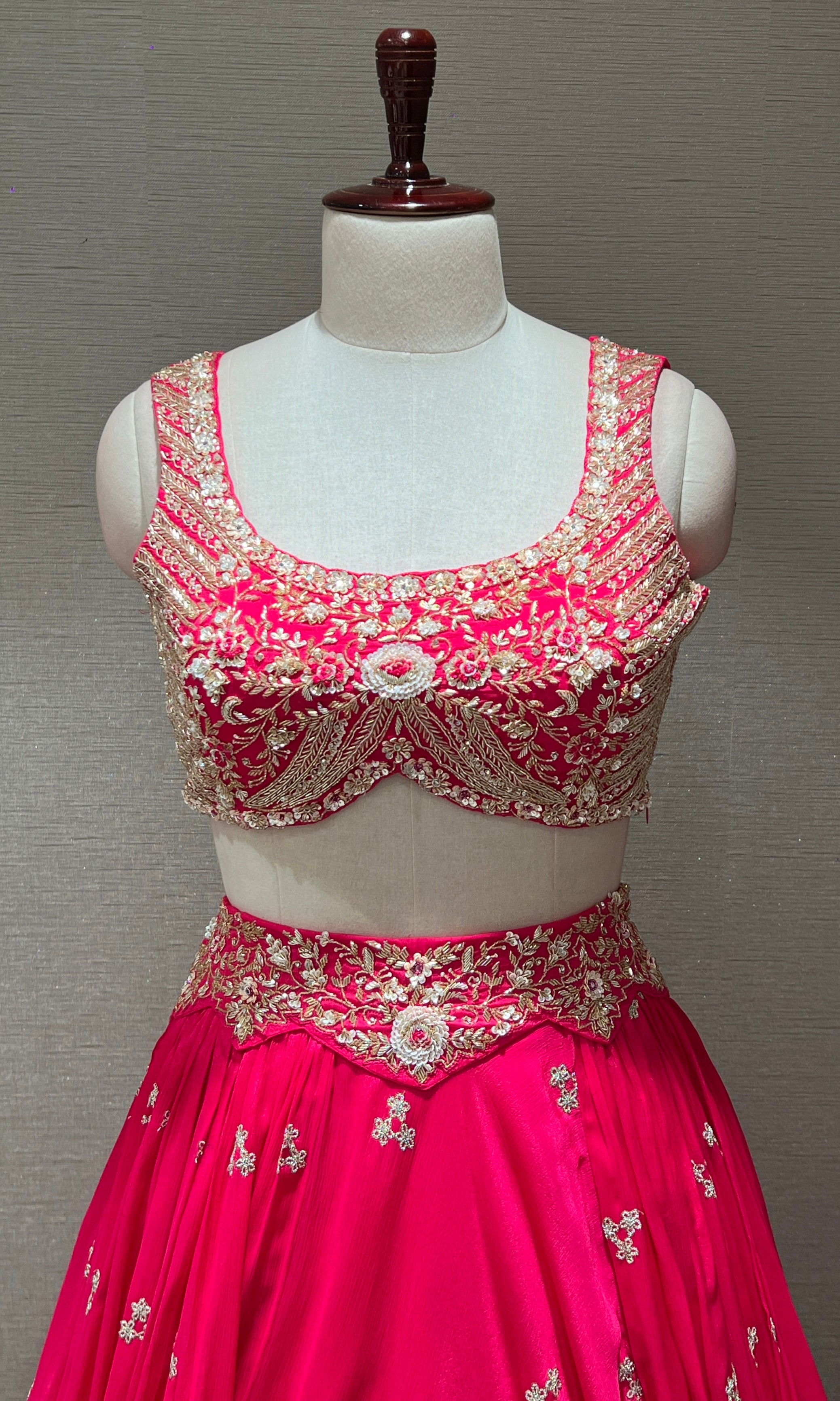 Fuchsia Pink Embroidered Designer Lehenga
