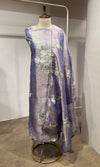 Purple floral tissue dress material