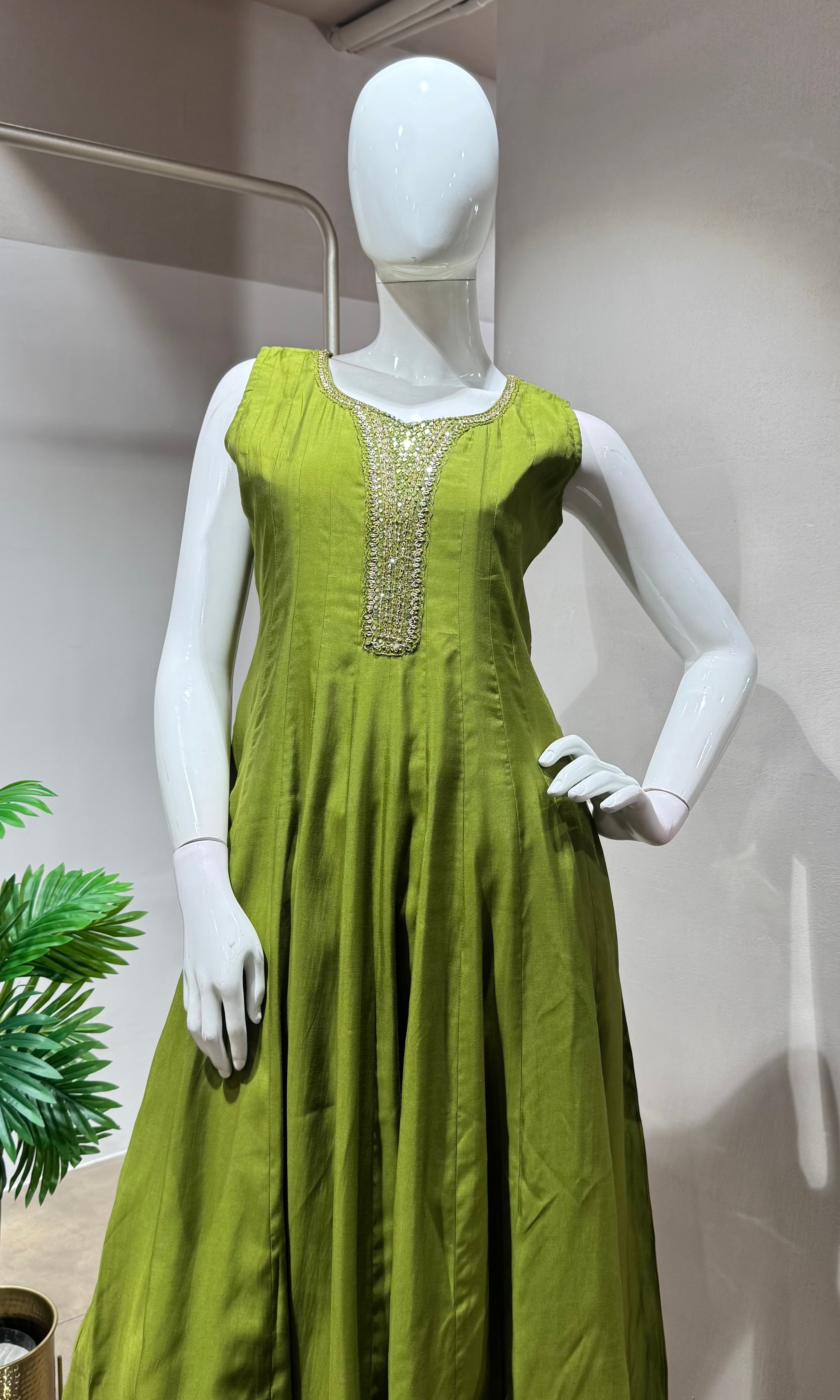 Green ethnic anarkali set