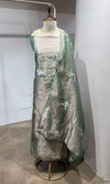 Green Floral tissue dress material