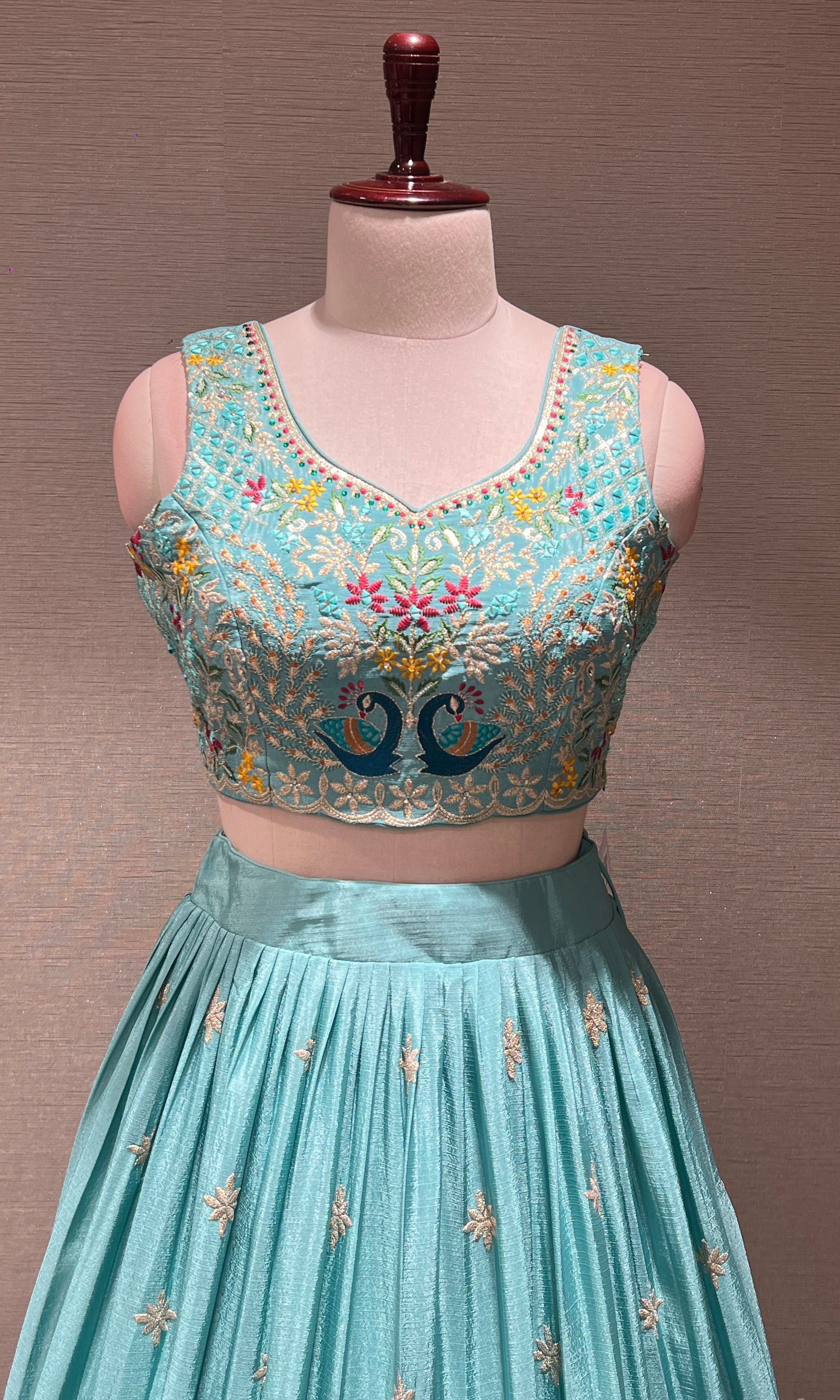 Blue Lehenga WITH PEACOCK DESIGN