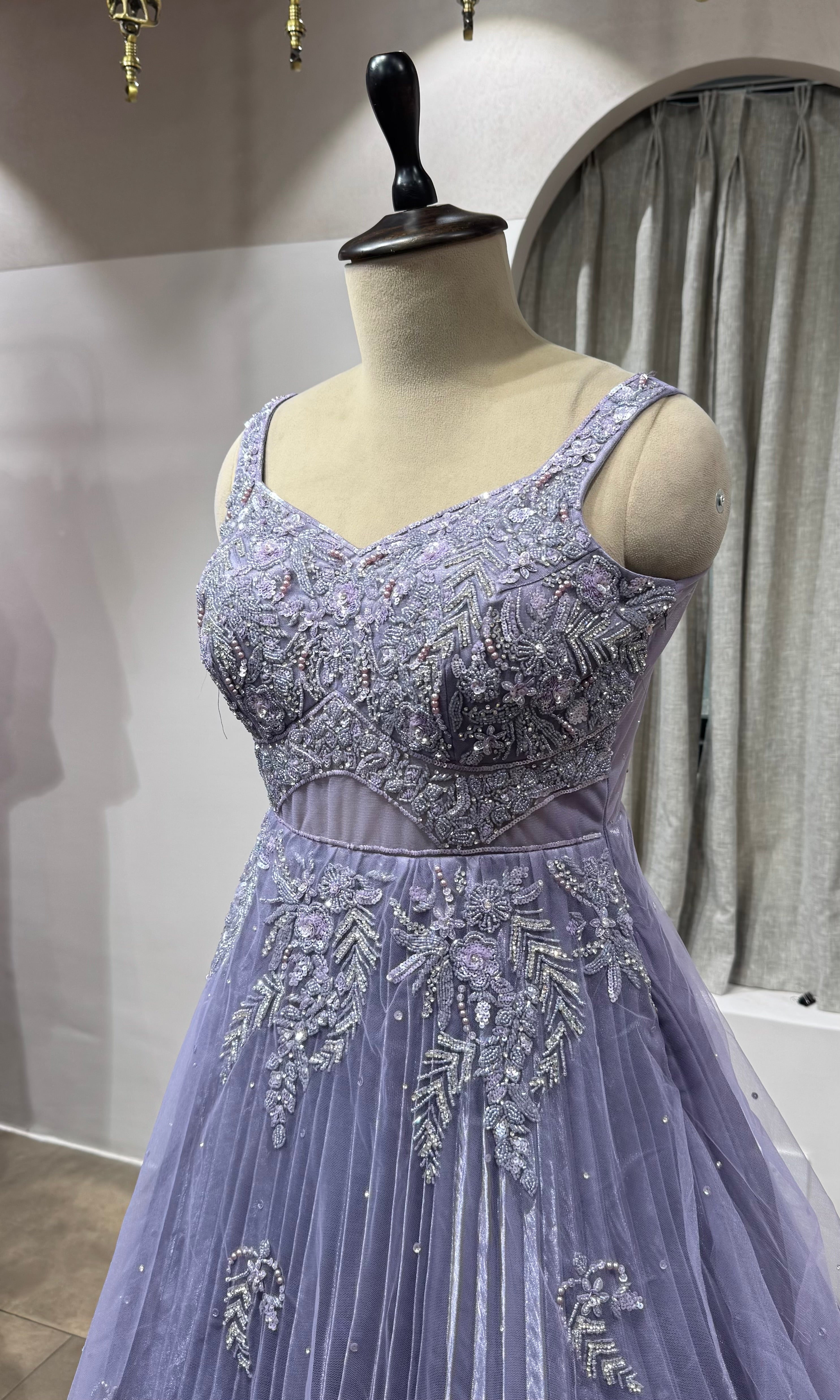 LIGHT PURPLE Floor-Length Organza Gown