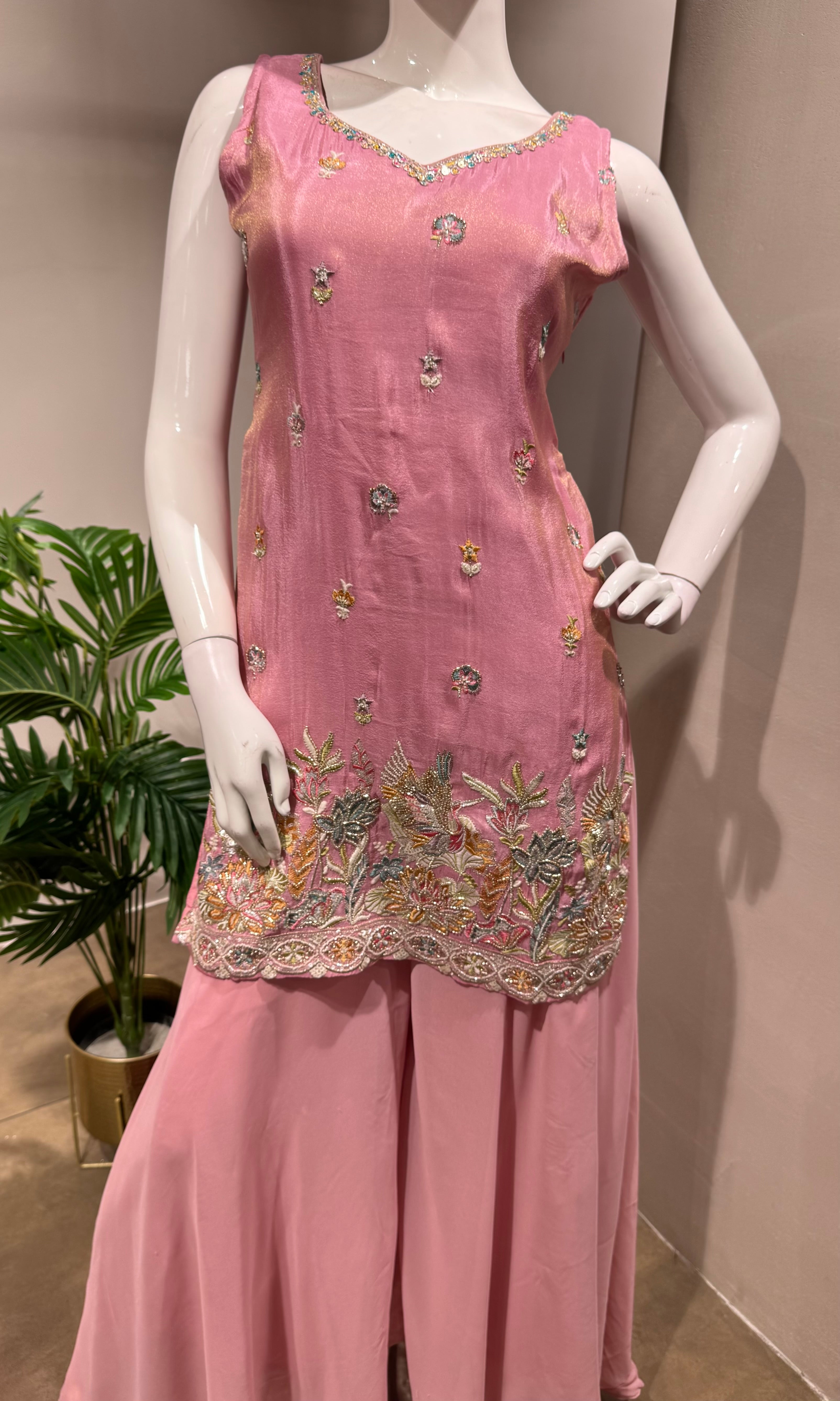 BABY PINK Georgette Sharara set