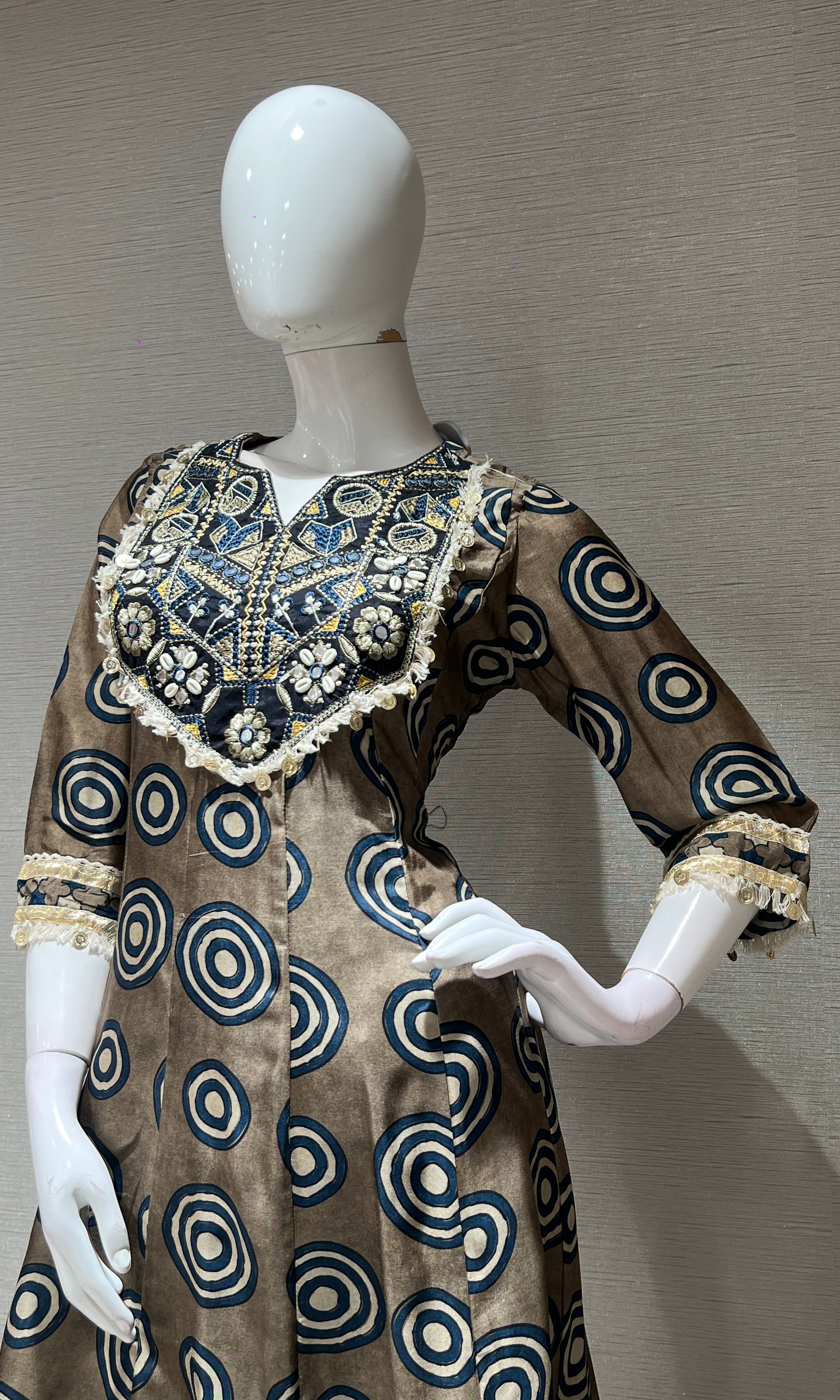 Light brown PRINTED kurta set