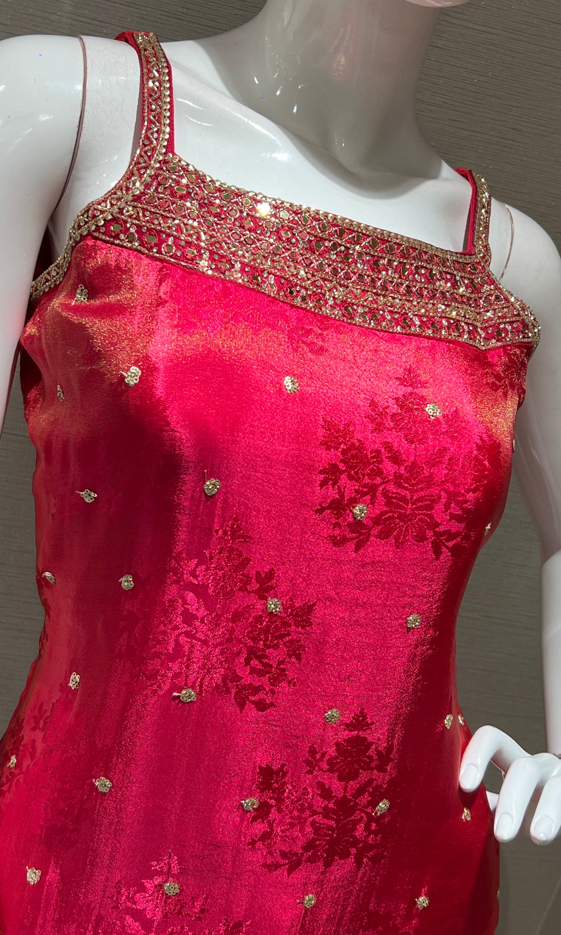 Pink and Gold Embroidered kurta set