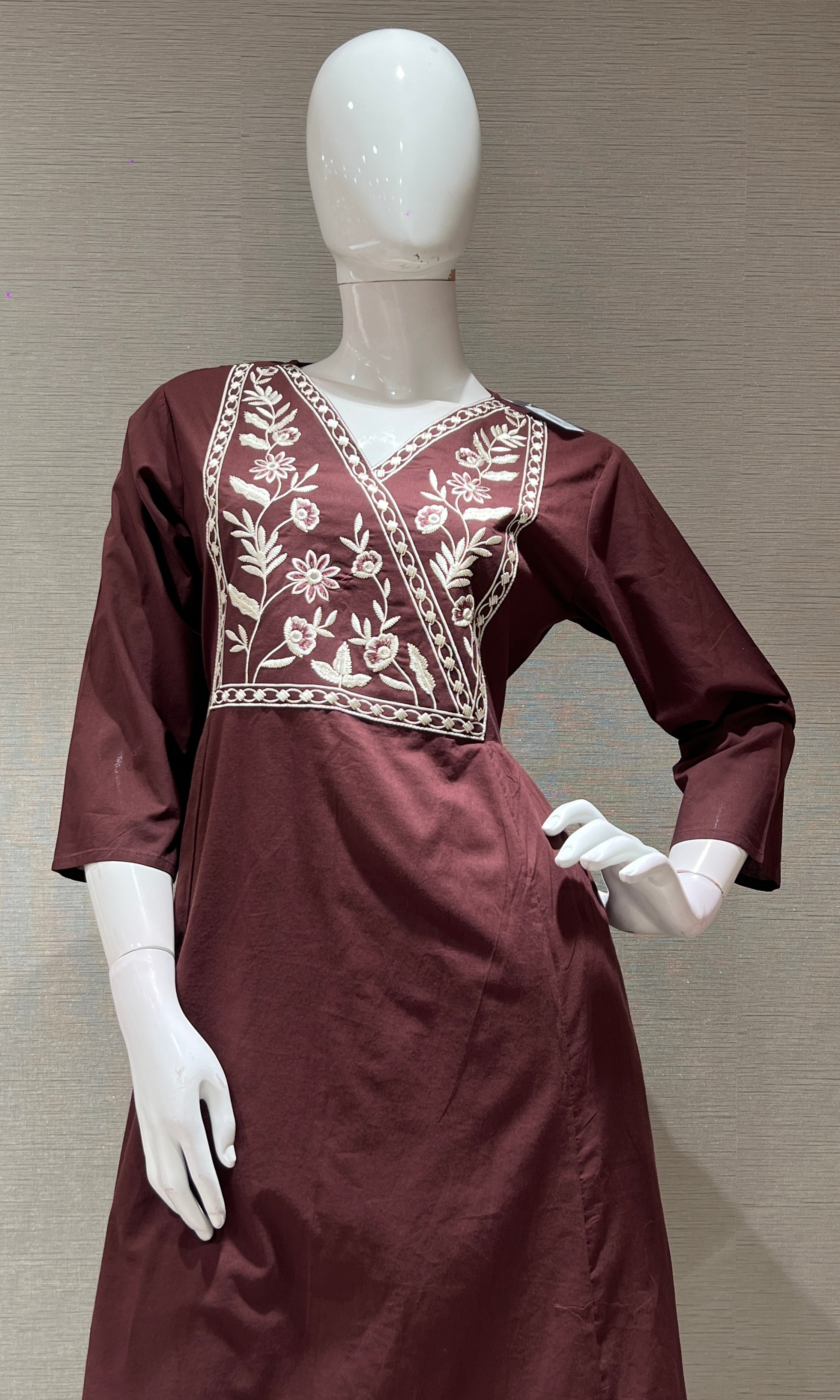Wine FLORAL THREAD EMBROIDERY kurta set