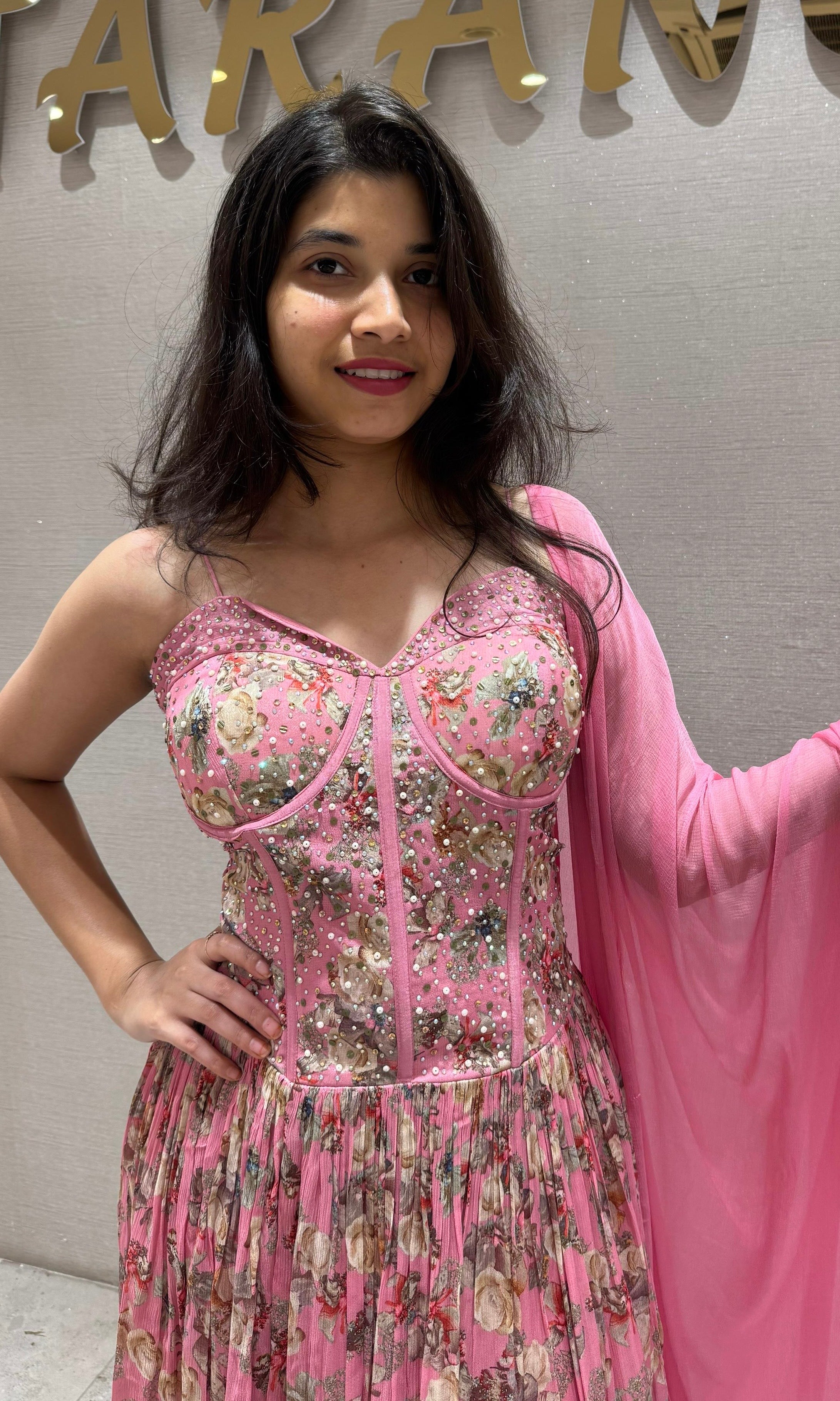 Baby pink long dress
