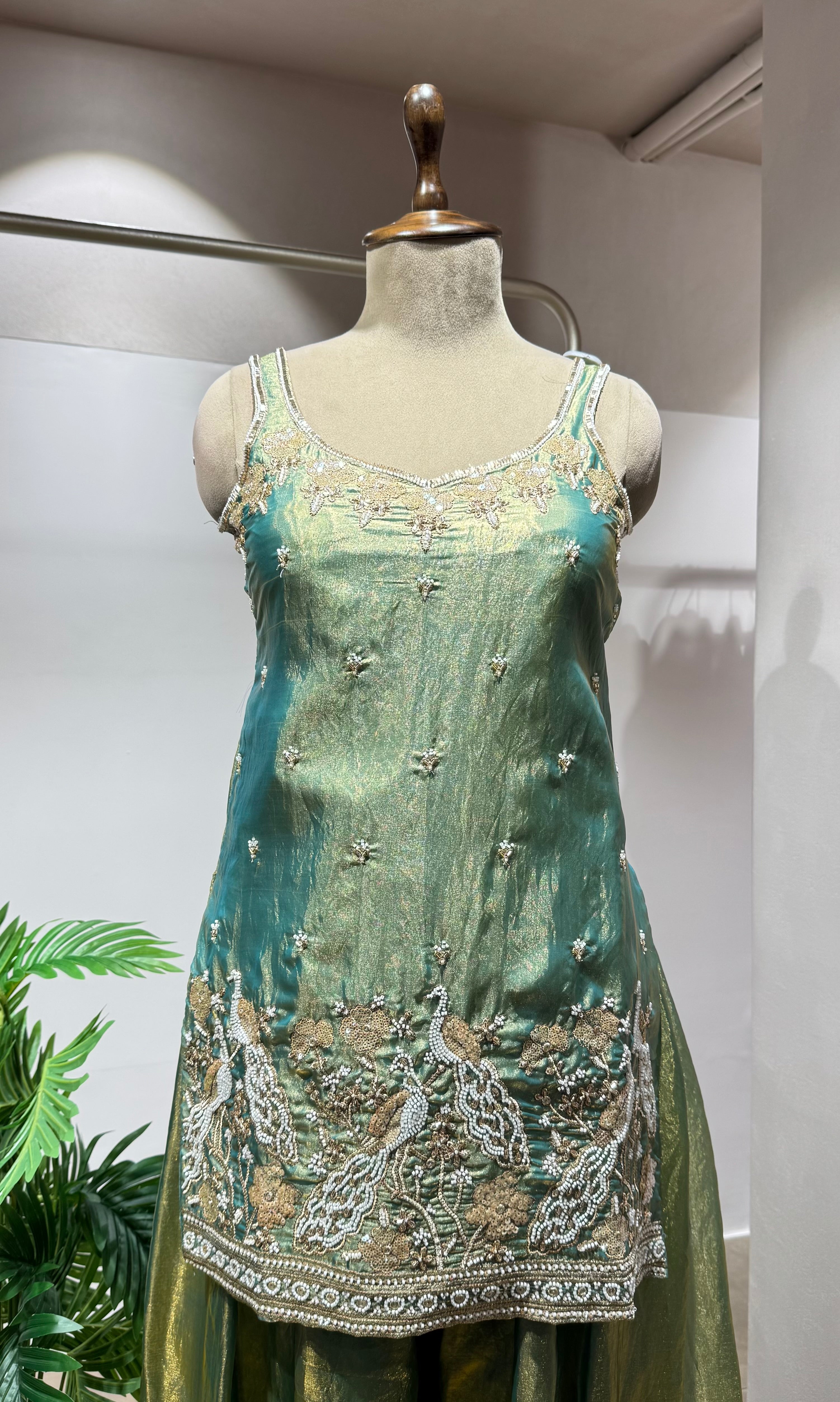 Green SHIMMER TISSUE ETHNIC SHARARA