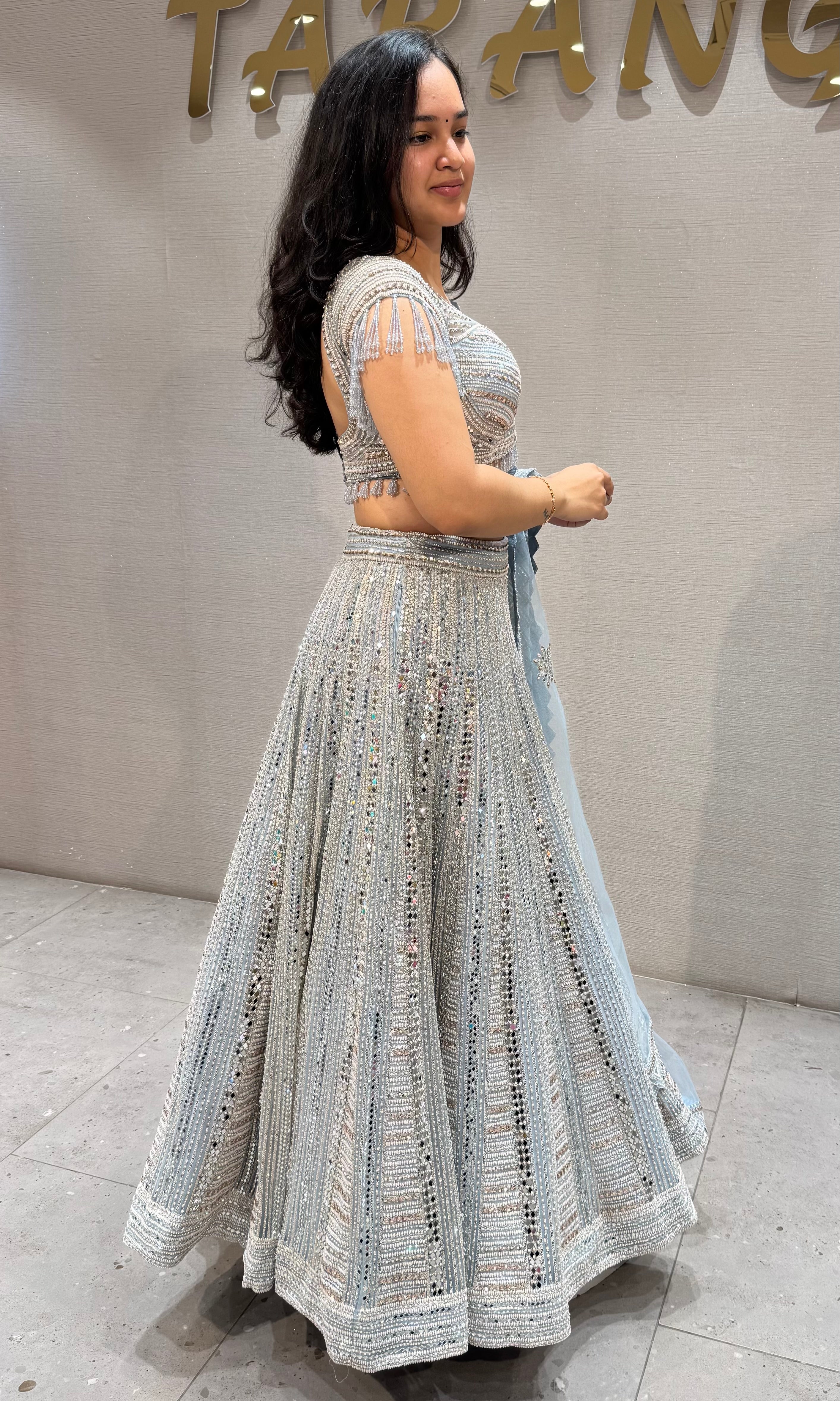 Blue Silver Embroidered Bridal Lehenga