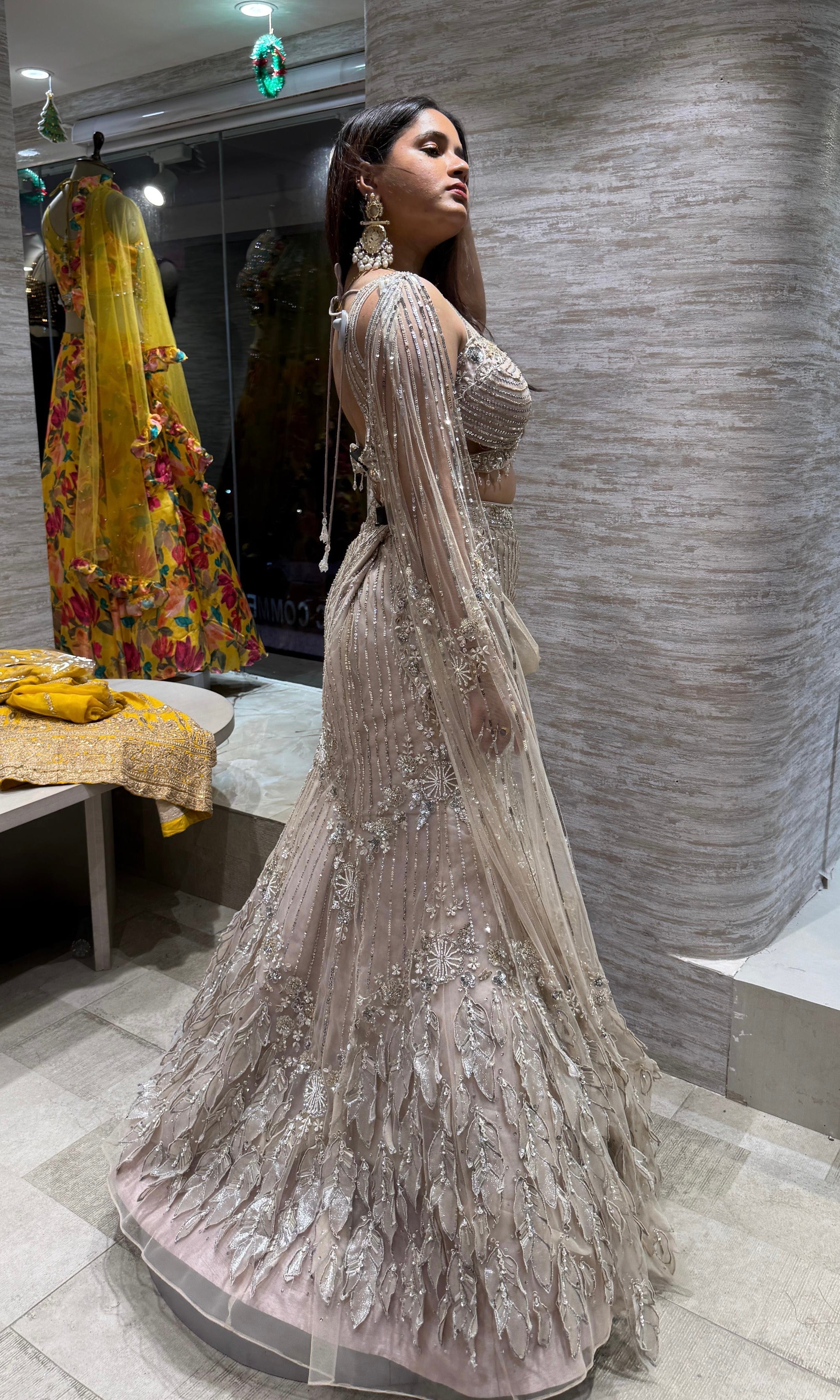 fawn Crystal Elegance Lehenga