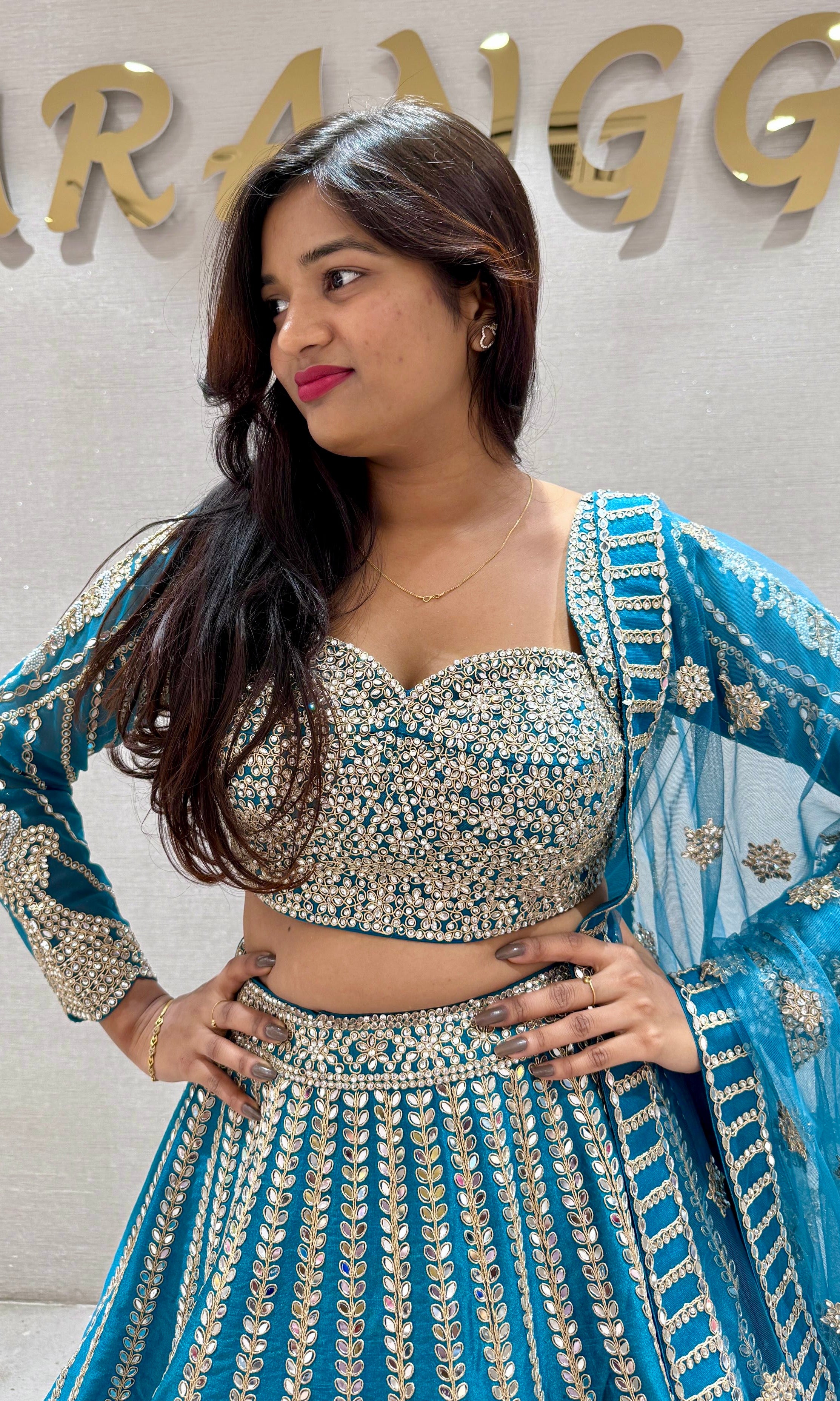 Peacock blue Lehenga