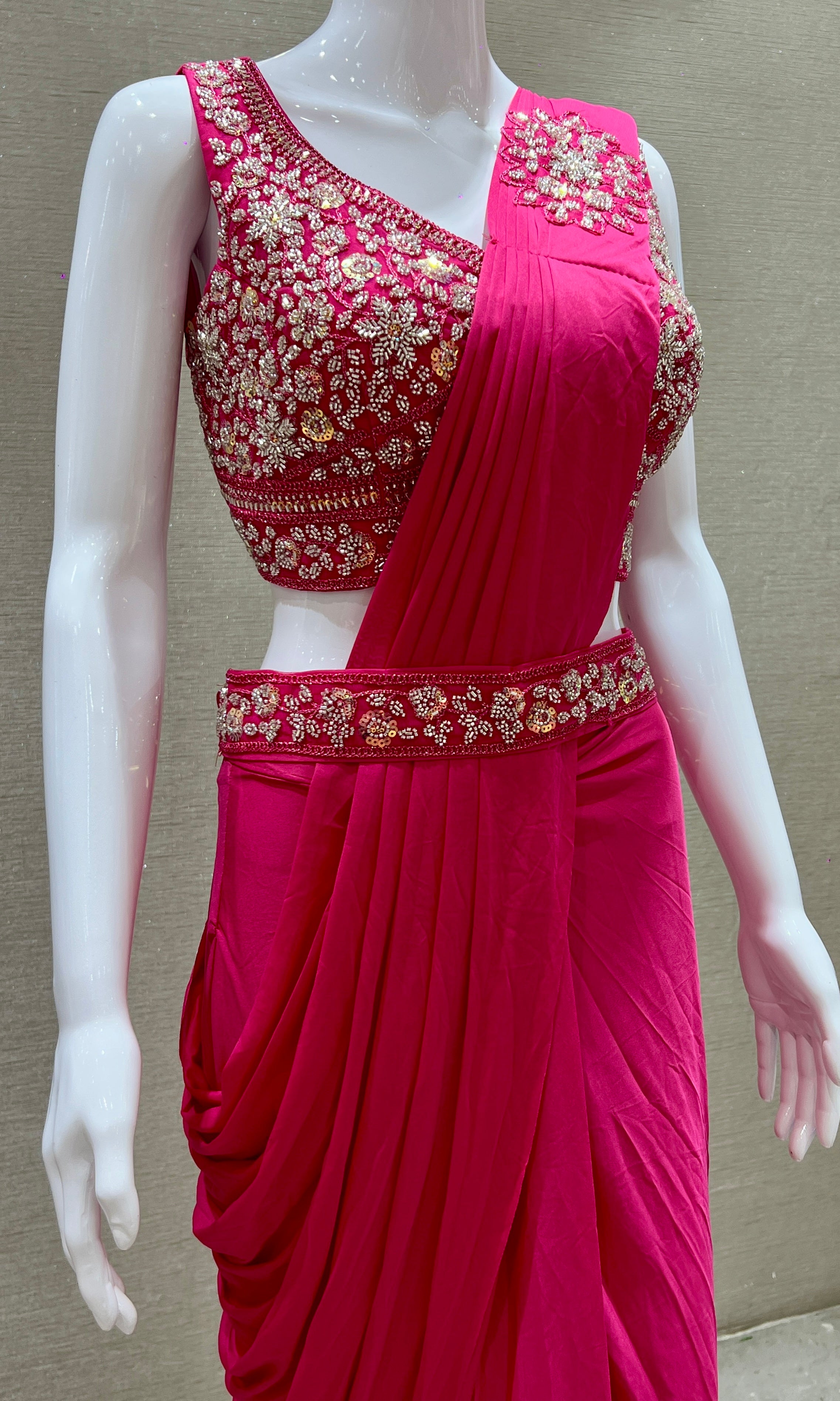 Pink one minute saree