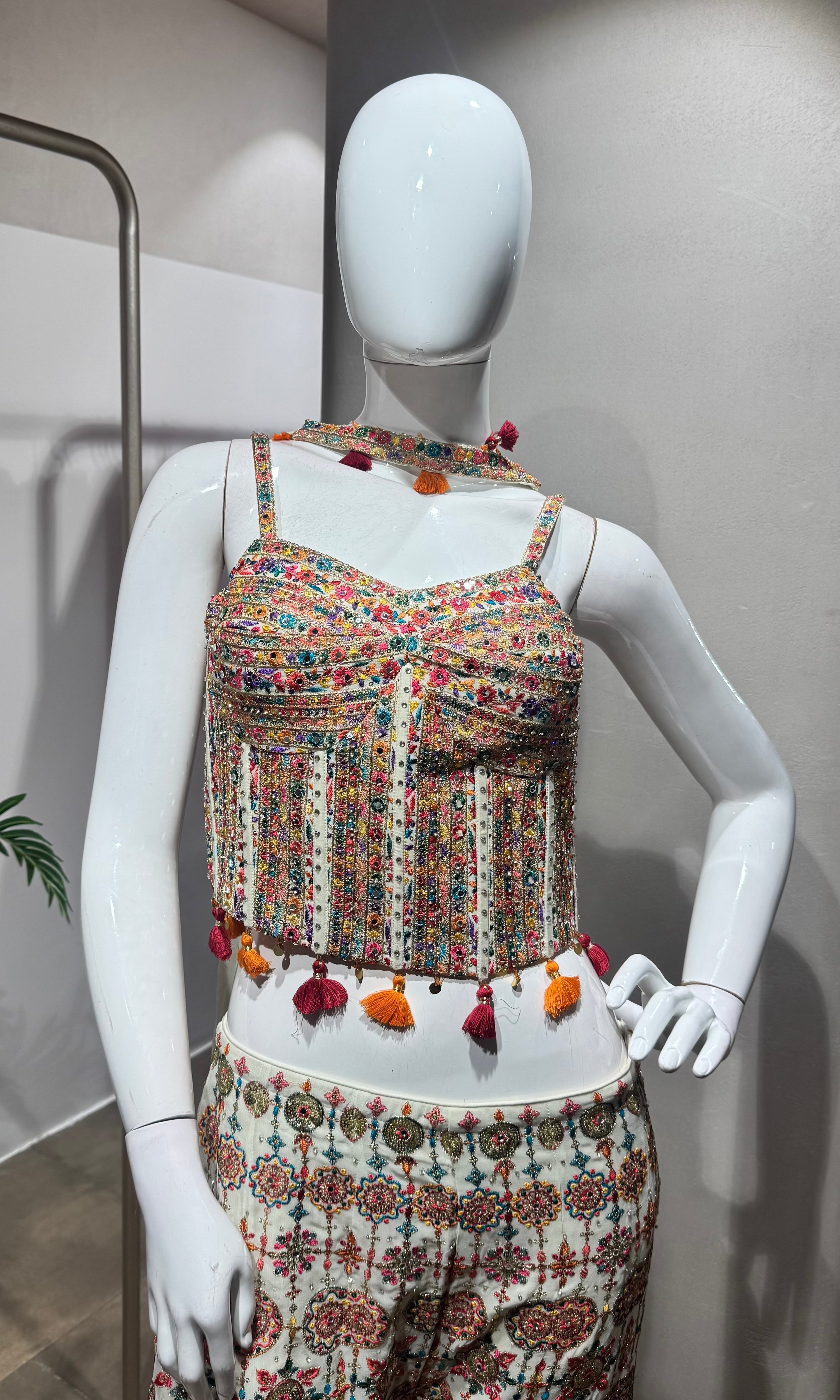 CREAM multicolor floral print palazzo set
