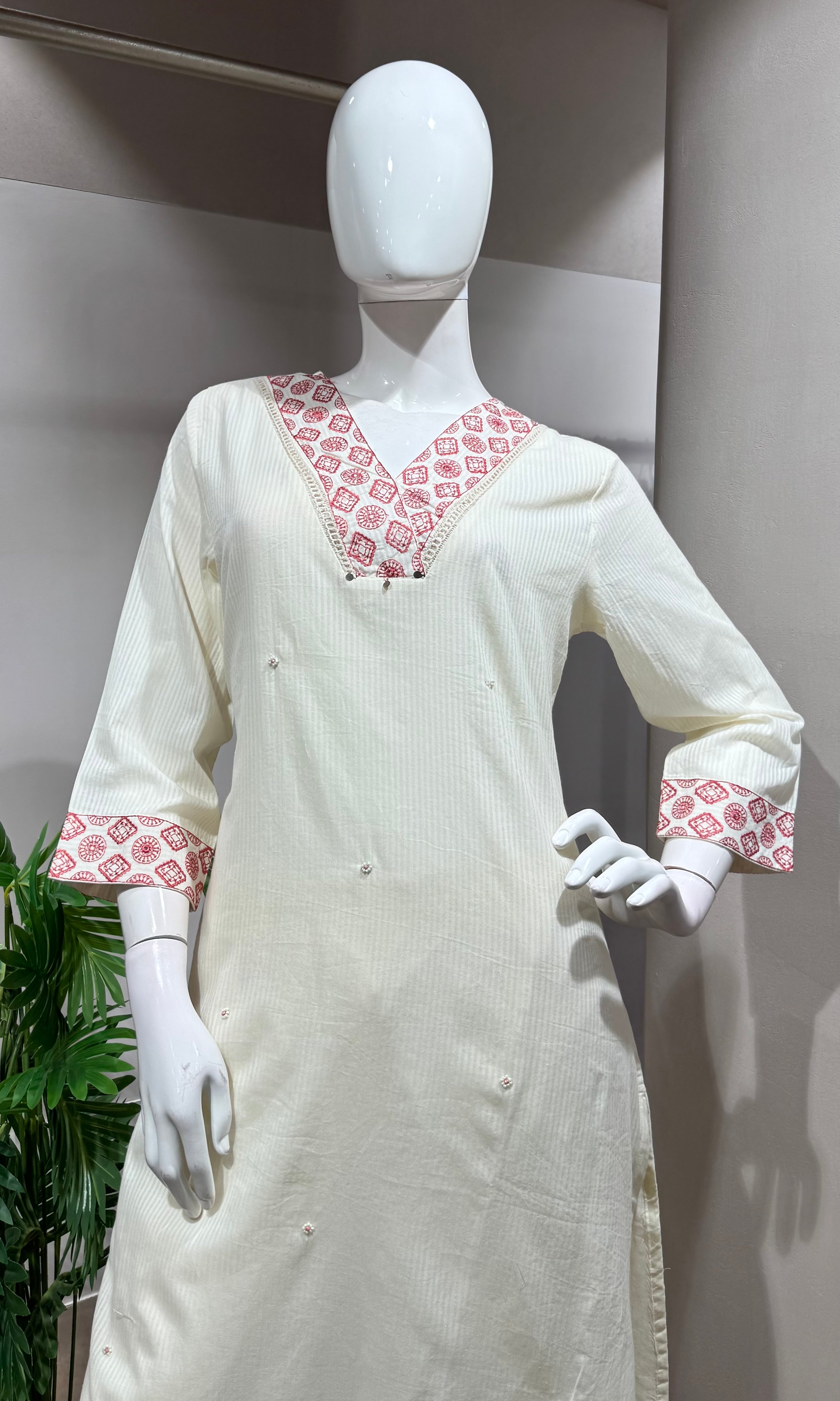 Pink Floral Embroidered  Kurta Set