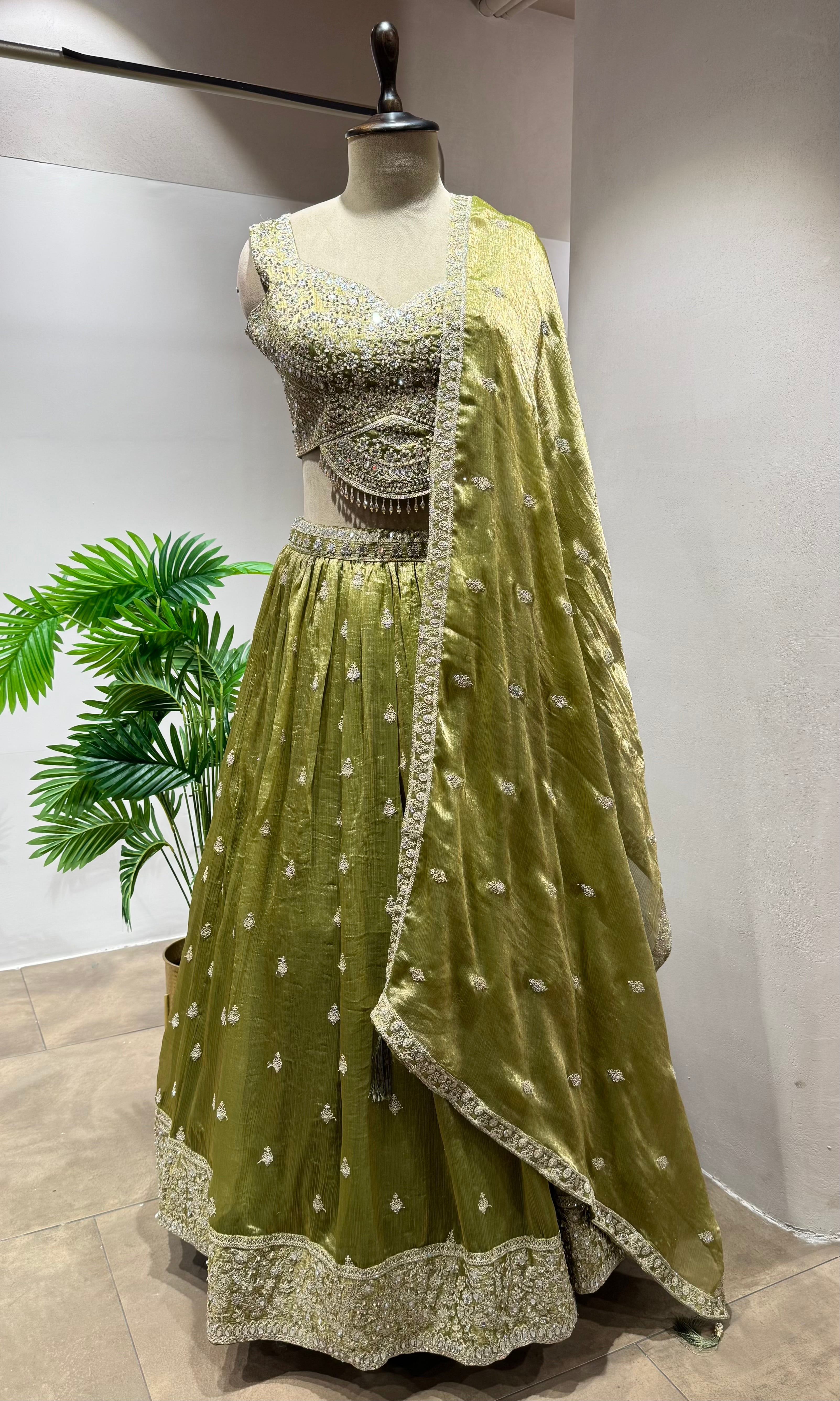 MEHANDI Green Lehenga with Intricate Embroidery